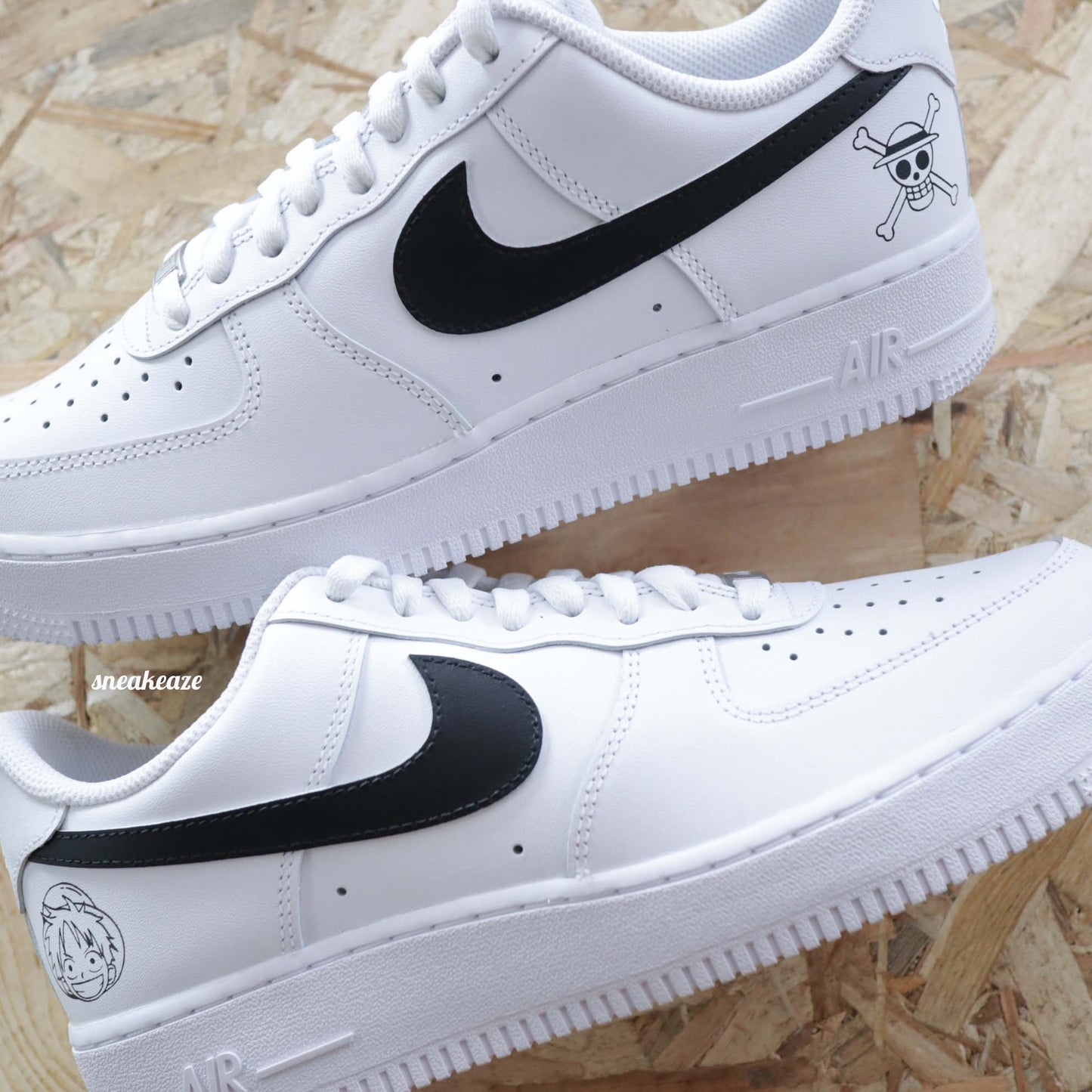 nike air force 1 custom - luffy manga one piece - Sneakeaze customs SKZ