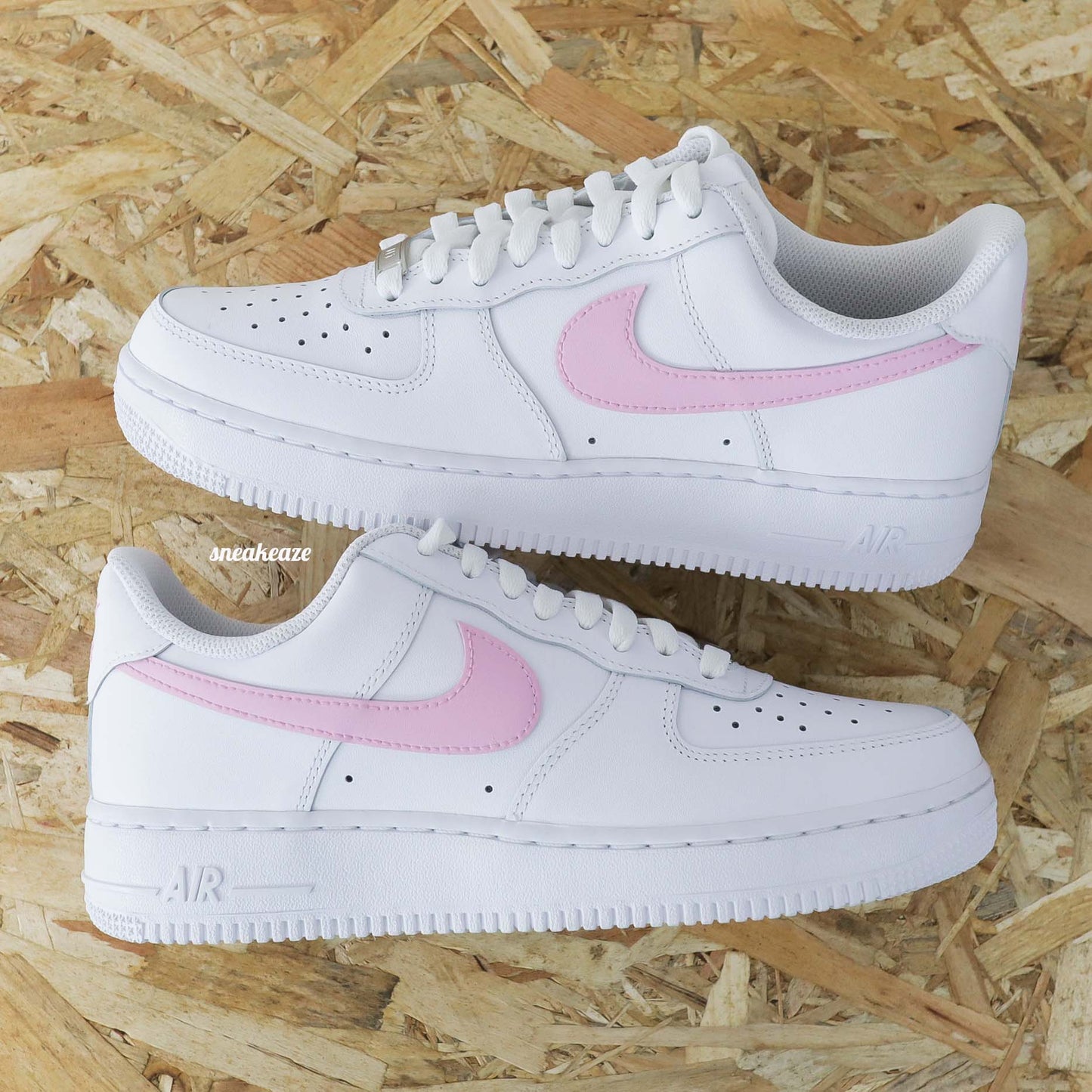 nike air force 1 custom swoosh baby pink pastel purple sneakers femme enfant AF1 personnalisé basket peint à la main