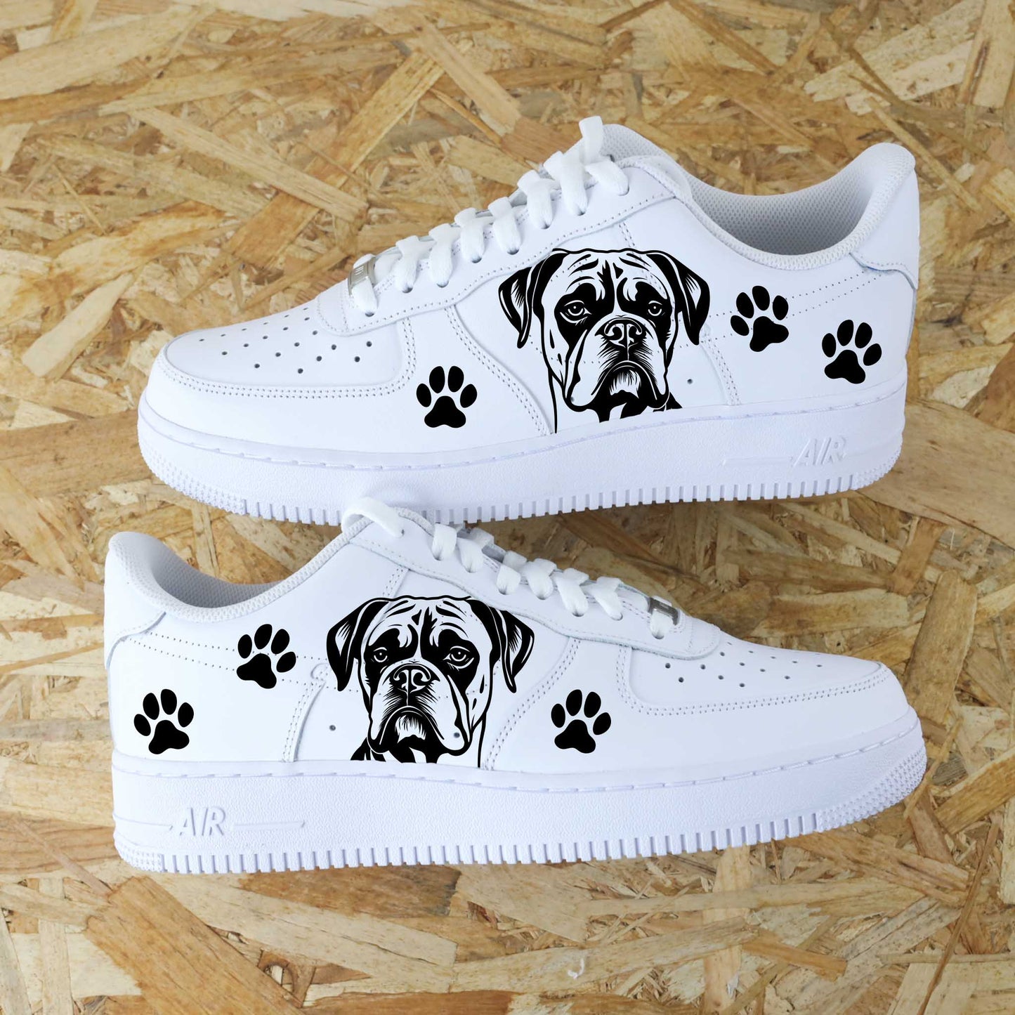 nike air force 1 custom dessin chien boxer peint à la main sneakers homme enfant AF1 personnalisé