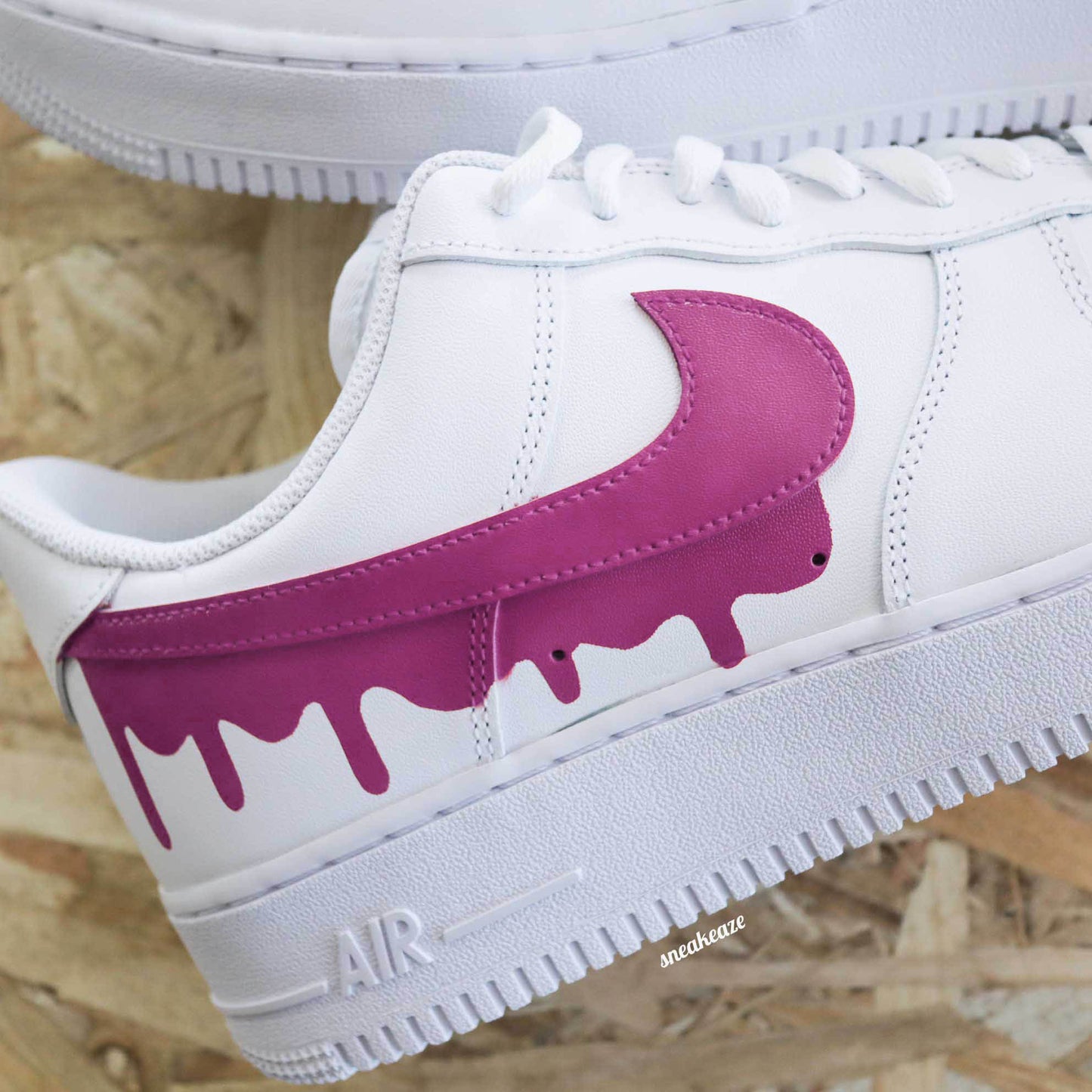 nike air force 1 custom drip rouge sneakers enfants AF1 personnalisé basket peint à la main