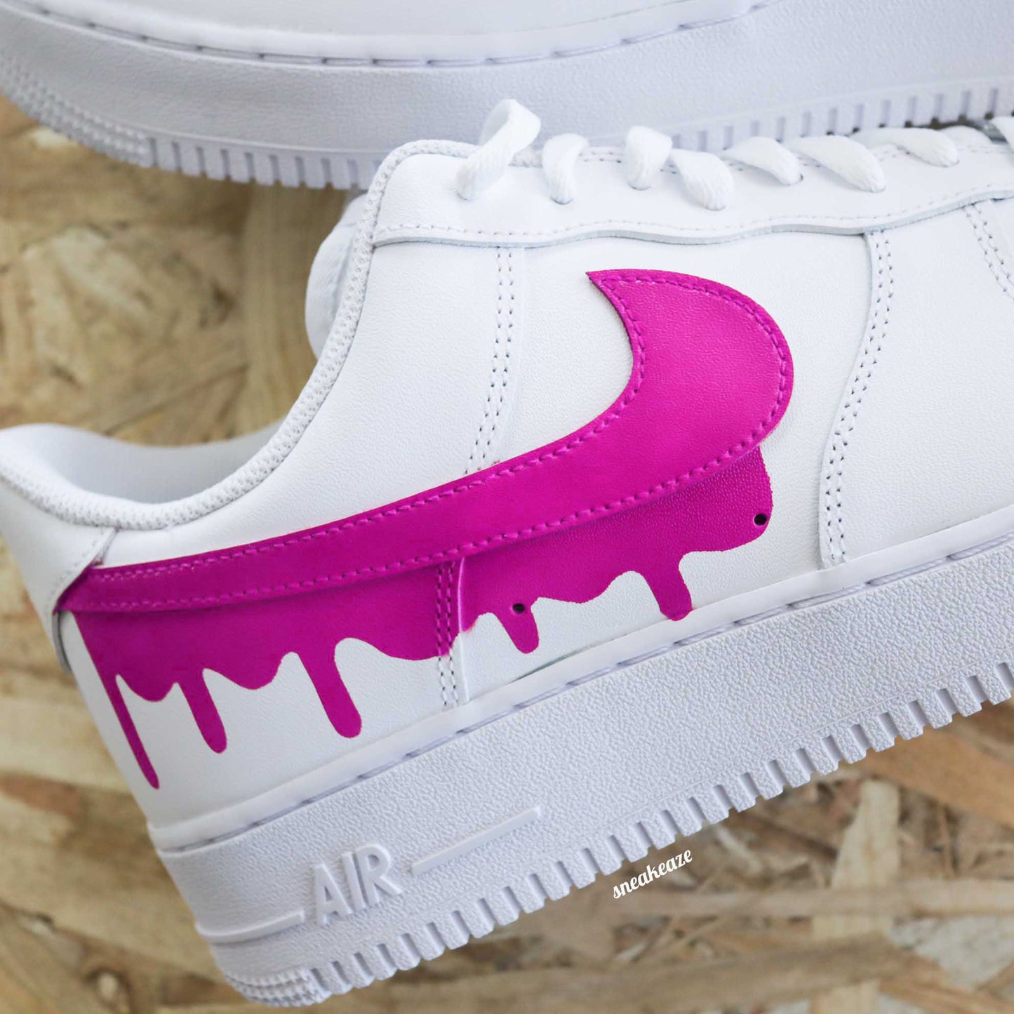 nike air force 1 custom drip rouge sneakers enfants AF1 personnalisé basket peint à la main