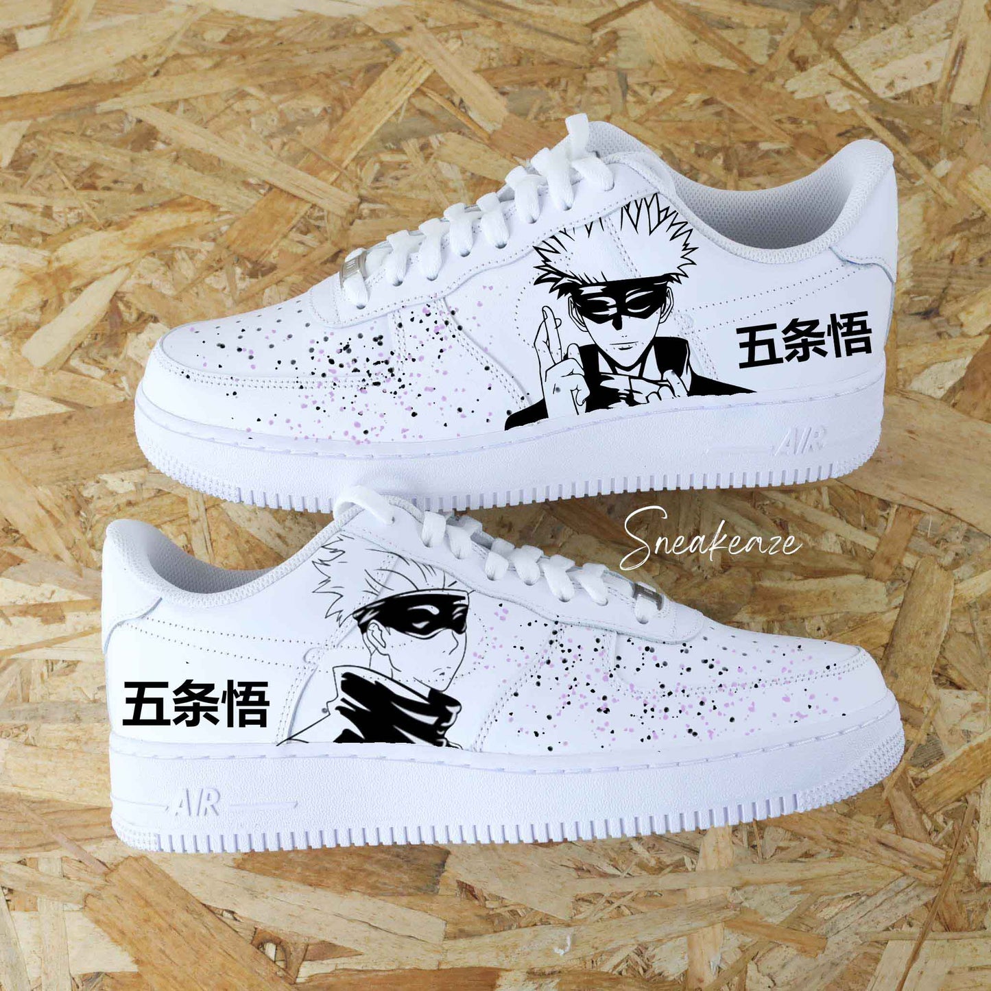 nike air force 1 custom - manga japonais Jujutsu kaise personnage sukuna et gojo peint à la main sneakers personnalisées pour homme - baskets animé japonais noir et blanc sneakeaze custom