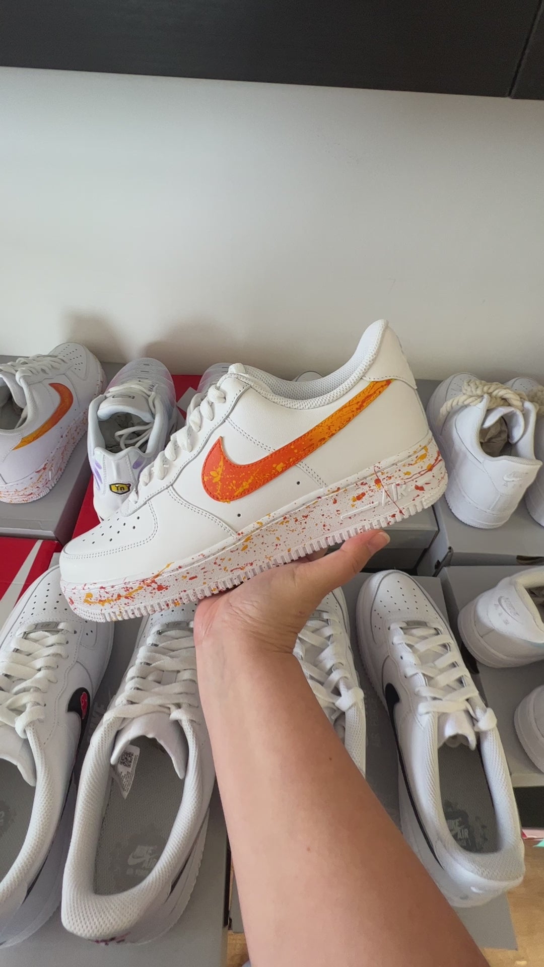 baskets nike air force 1 custom splash orange sneakers af1 sneakeaze
