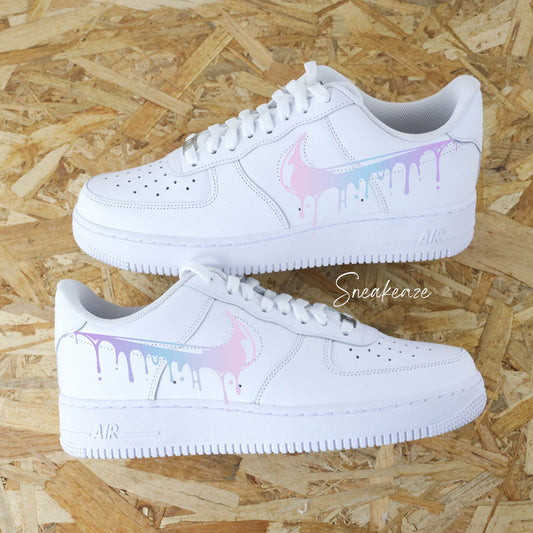 nike air force 1 custom drip  dégradé licorne pastel sneakeaze customs sneakers personnalisées