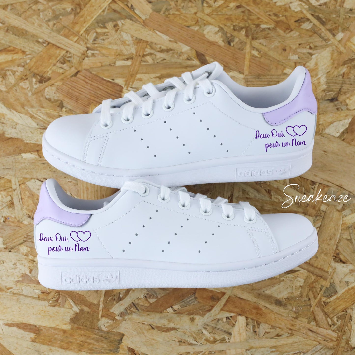 Adidas Stan smith Custom - baskets de mariage - deux oui pour un nom - sneakers personnalisé unisexe wedding shoes homme et femme