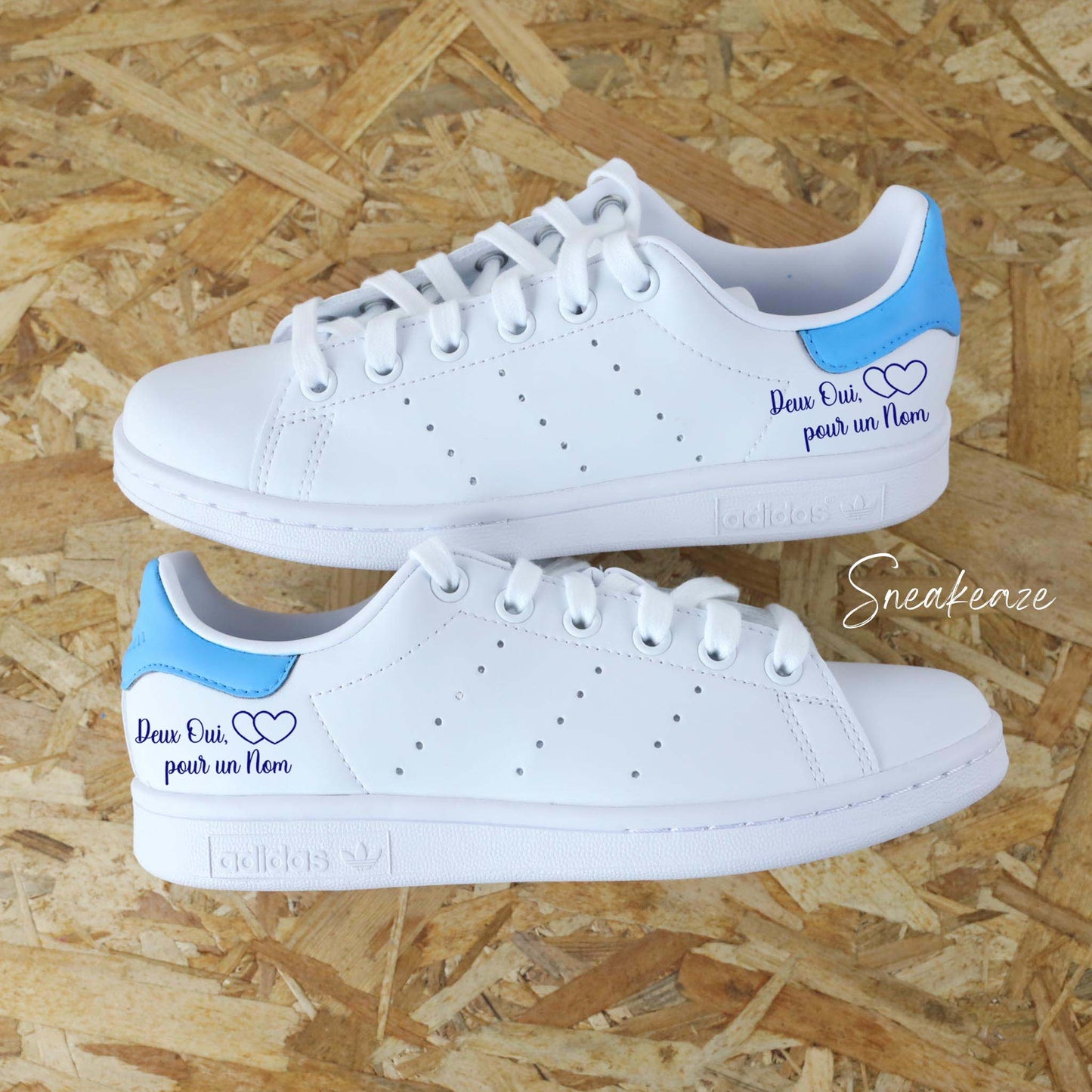 Adidas Stan smith Custom - baskets de mariage - deux oui pour un nom - sneakers personnalisé unisexe wedding shoes homme et femme
