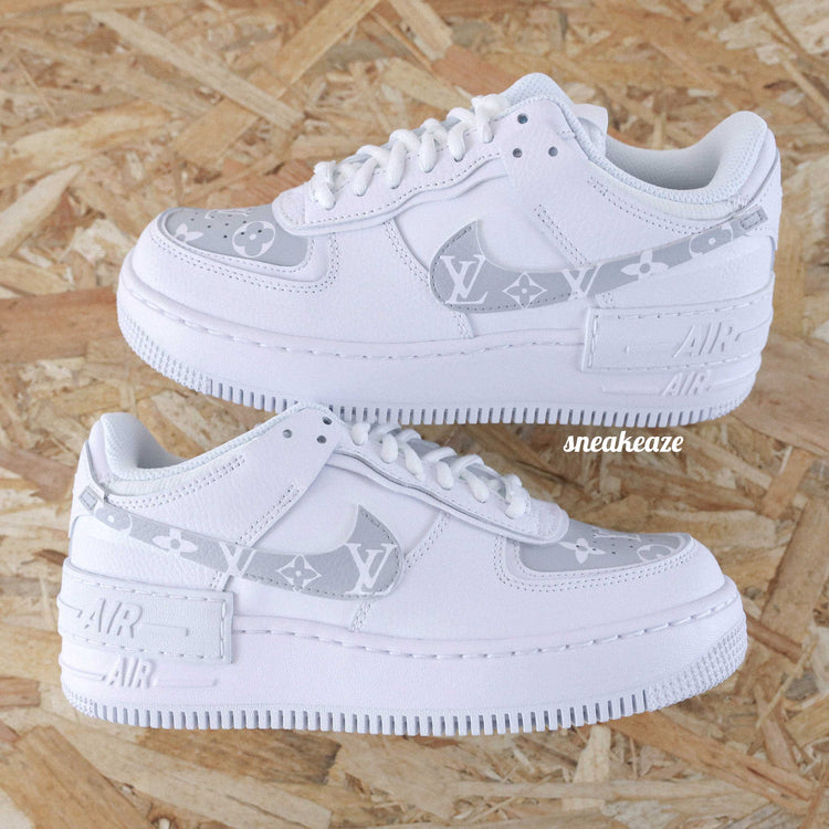 baskets customs air force shadow lv pastel gris wolf grey sneakeaze customs skz