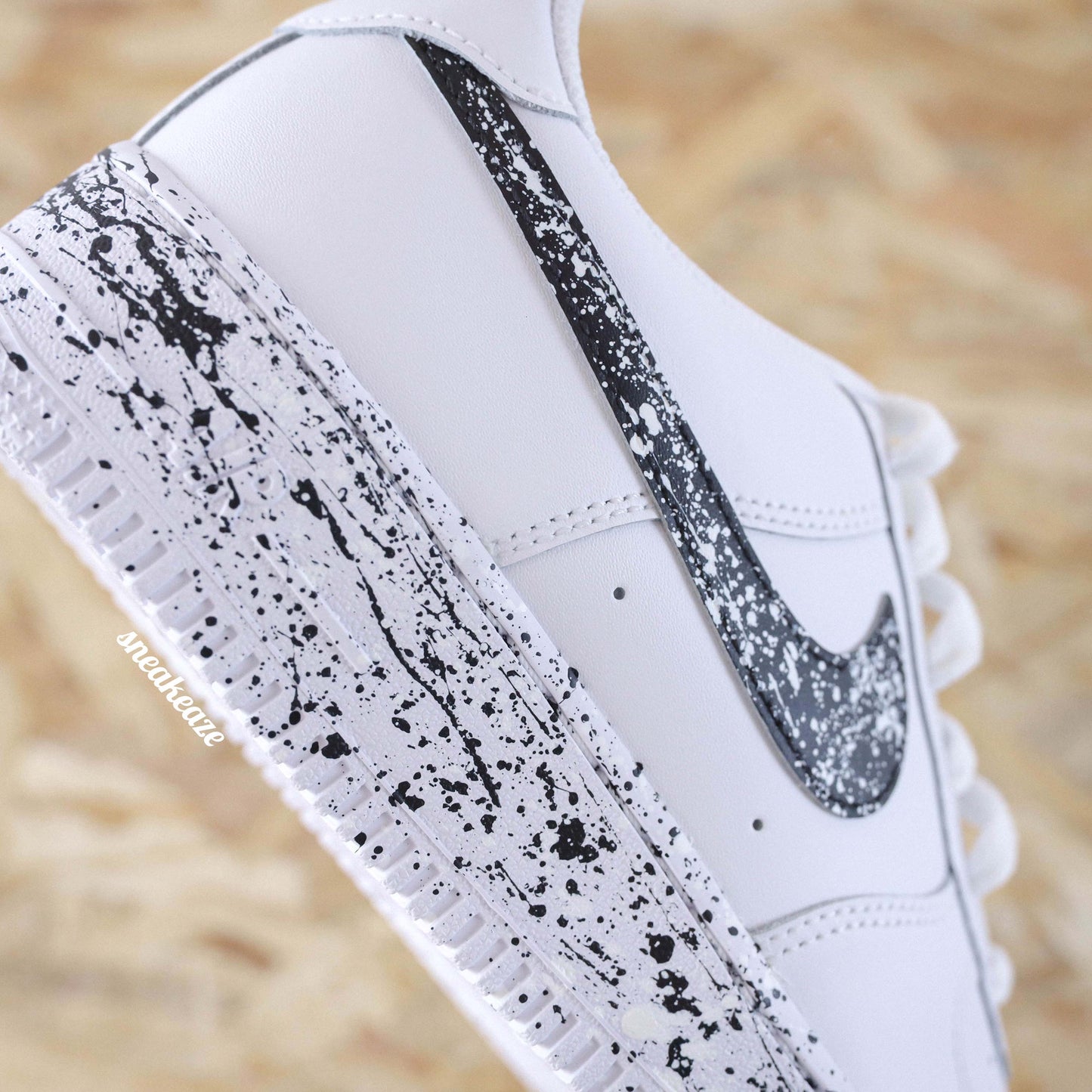 Air Force 1 custom - Splash noir et blanc oreo - SNEAKEAZE CUSTOMS sneakers af1