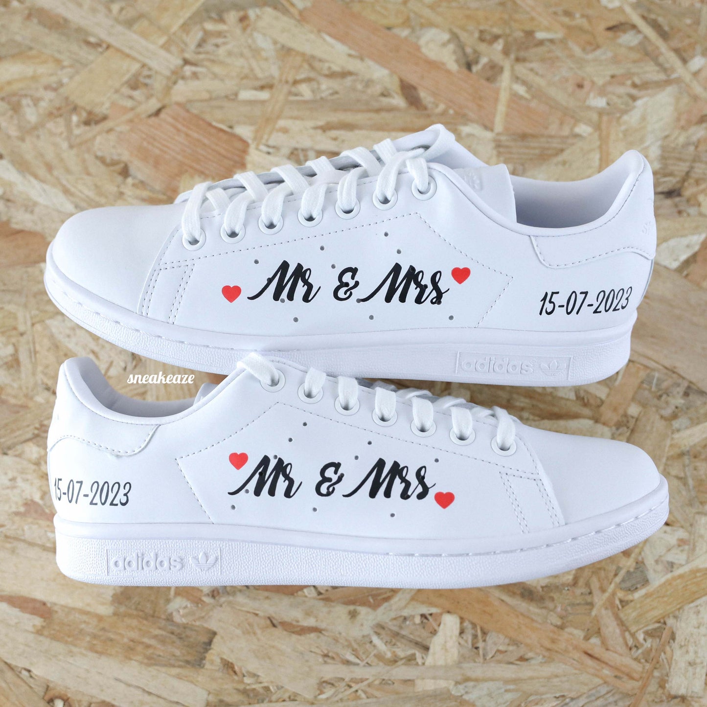 baskets Adidas stan smith custom mariage mr & mrs wedding sneakeaze customs skz