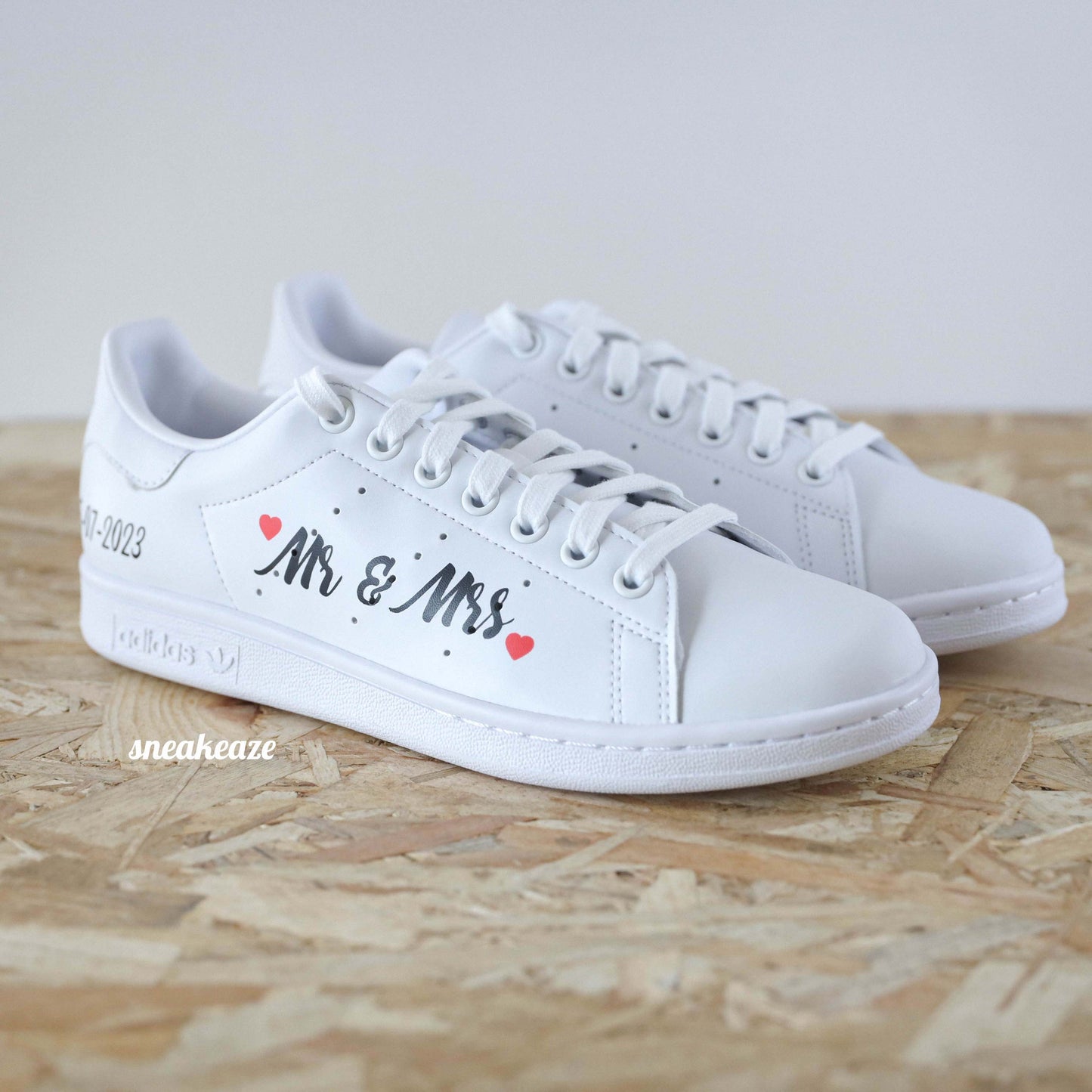 baskets Adidas stan smith custom mariage mr & mrs wedding sneakeaze customs skz