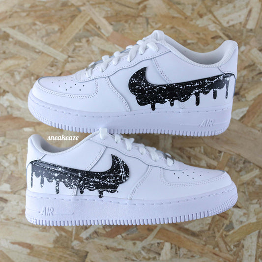 Baskets nike air force 1 custom AF1 drip splasher noir et blanc oreo sneakeaze customs skz