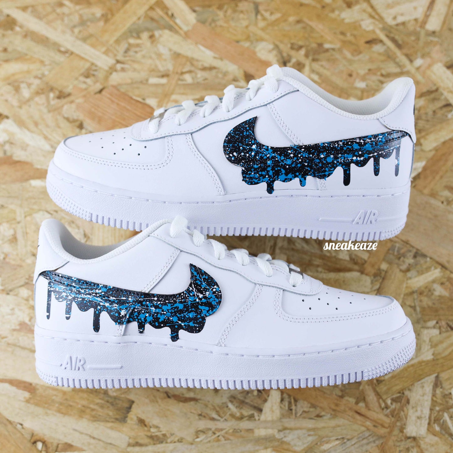 Baskets nike air force 1 custom AF1 drip splasher noir et blanc oreo sneakeaze customs skz