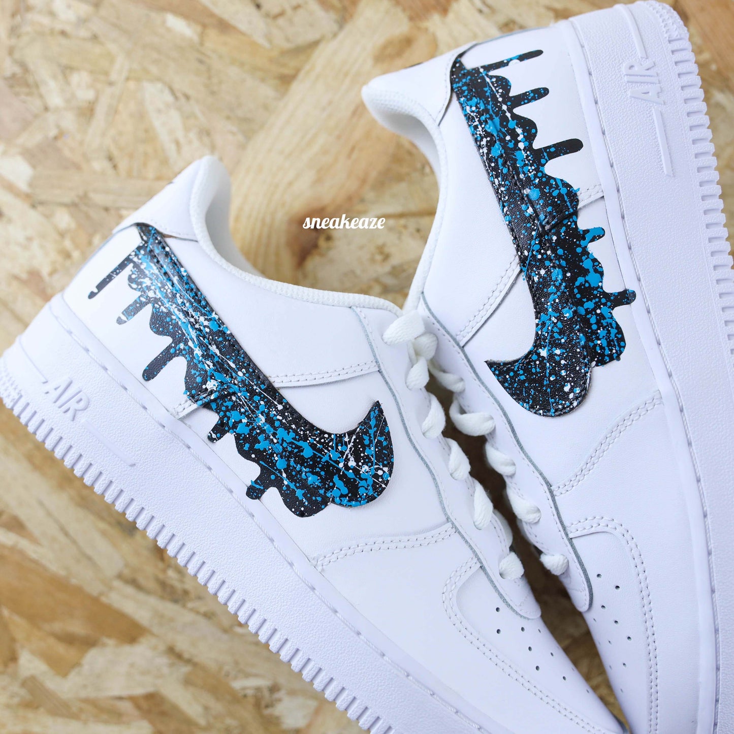Baskets nike air force 1 custom AF1 drip splasher noir et blanc oreo sneakeaze customs skz