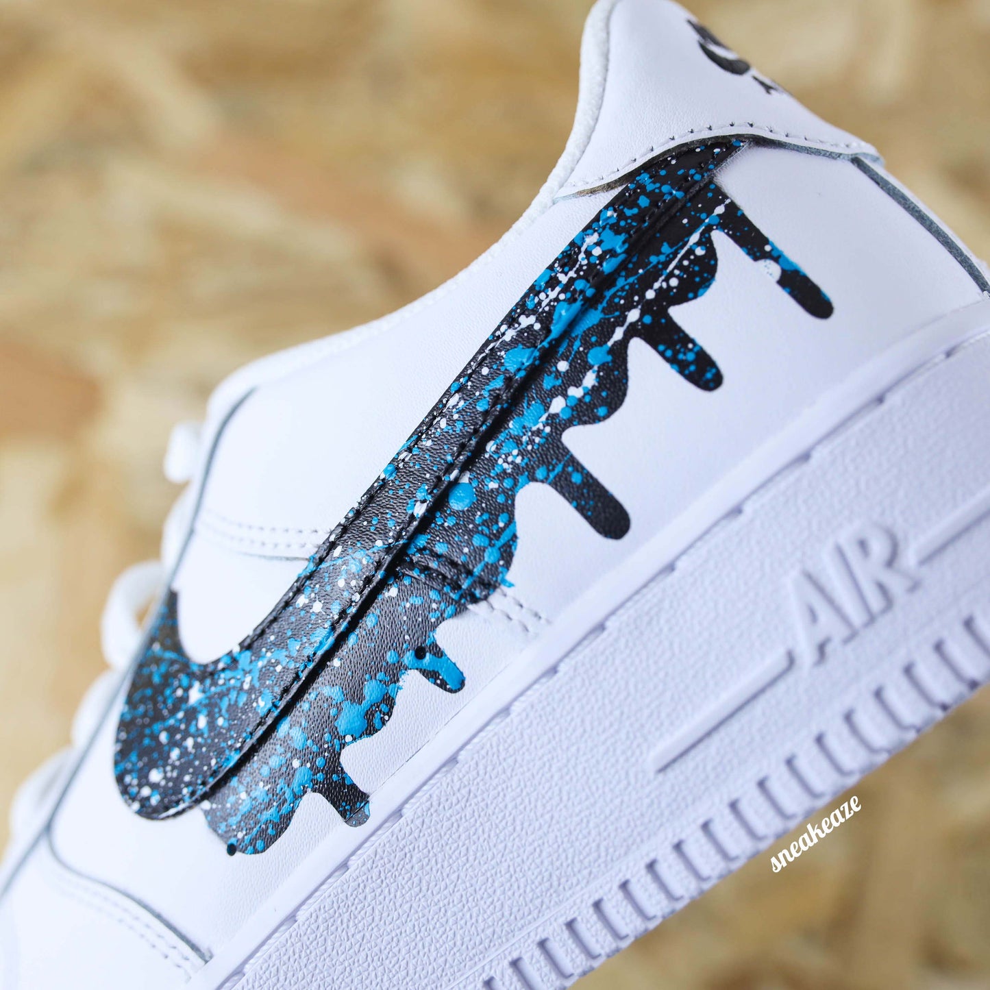 Baskets nike air force 1 custom AF1 drip splasher noir et blanc oreo sneakeaze customs skz