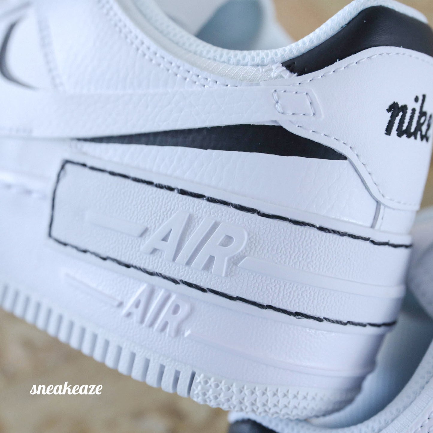 baskets af1 custom nike air force 1 shabow silhouette noir sneakeaze custom skz