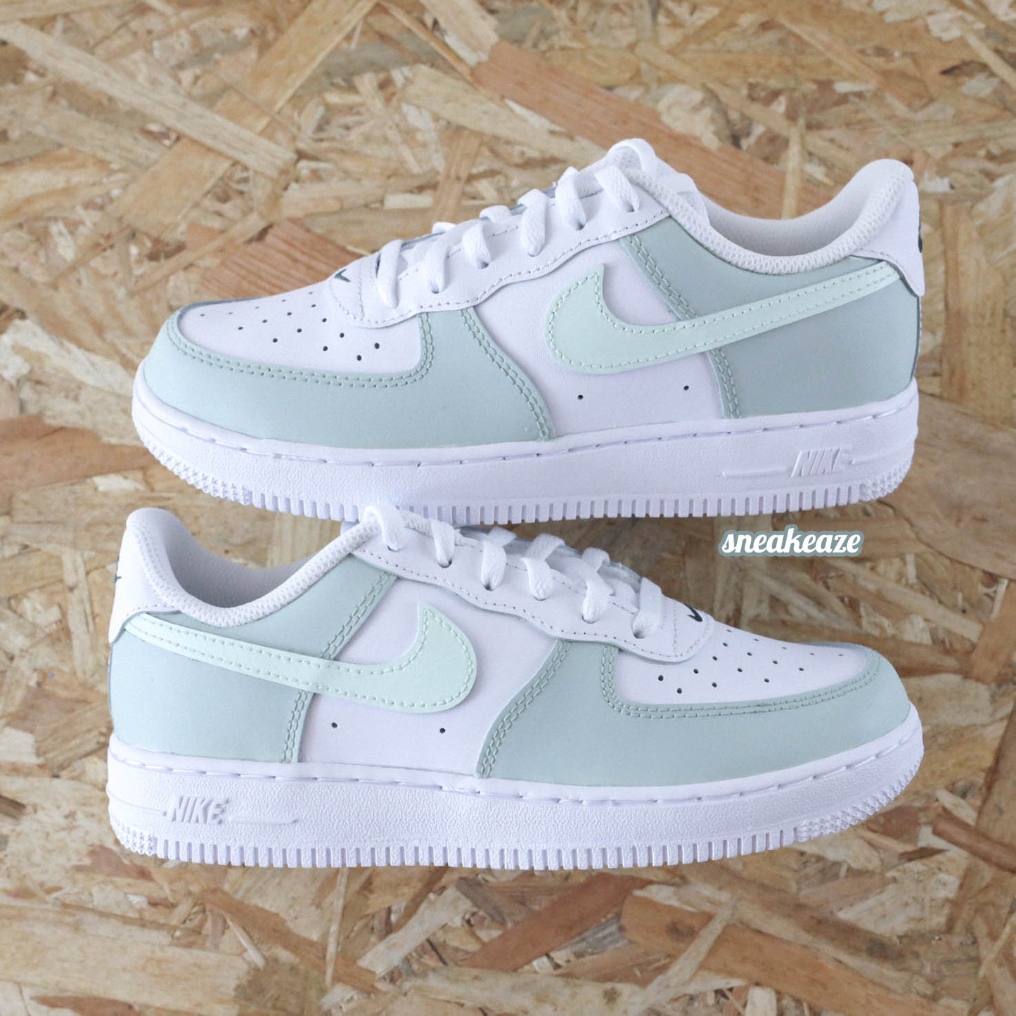 baskets nike air force 1 enfant toddler custom vert pastel sneakeaze customs skz