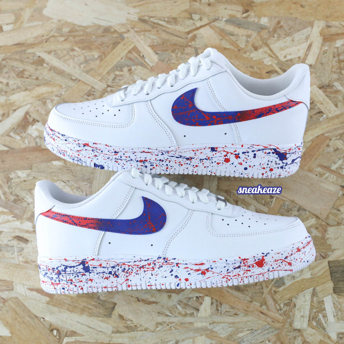 baskets nike air force 1 custom splash bleu et rouge paris psg sneakers af1 sneakeaze
