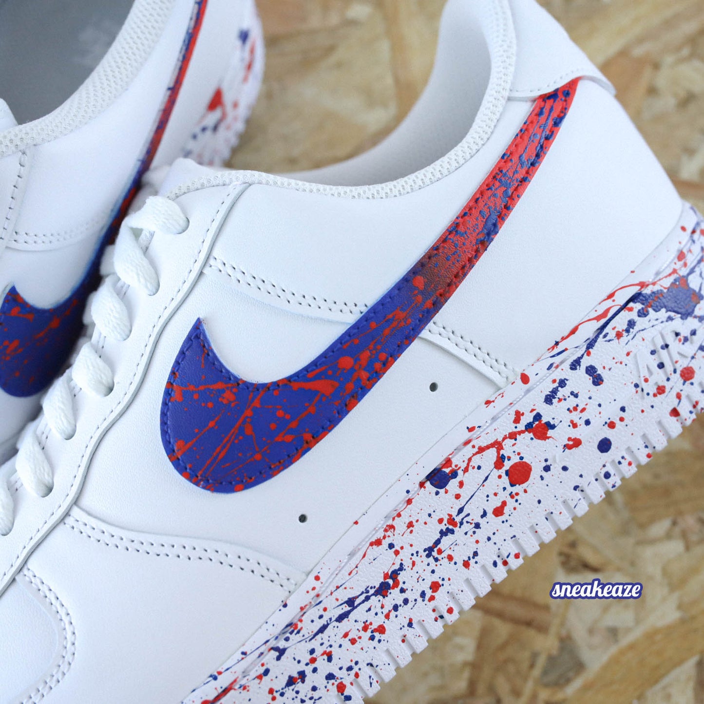 baskets nike air force 1 custom splash bleu et rouge paris psg sneakers af1 sneakeaze