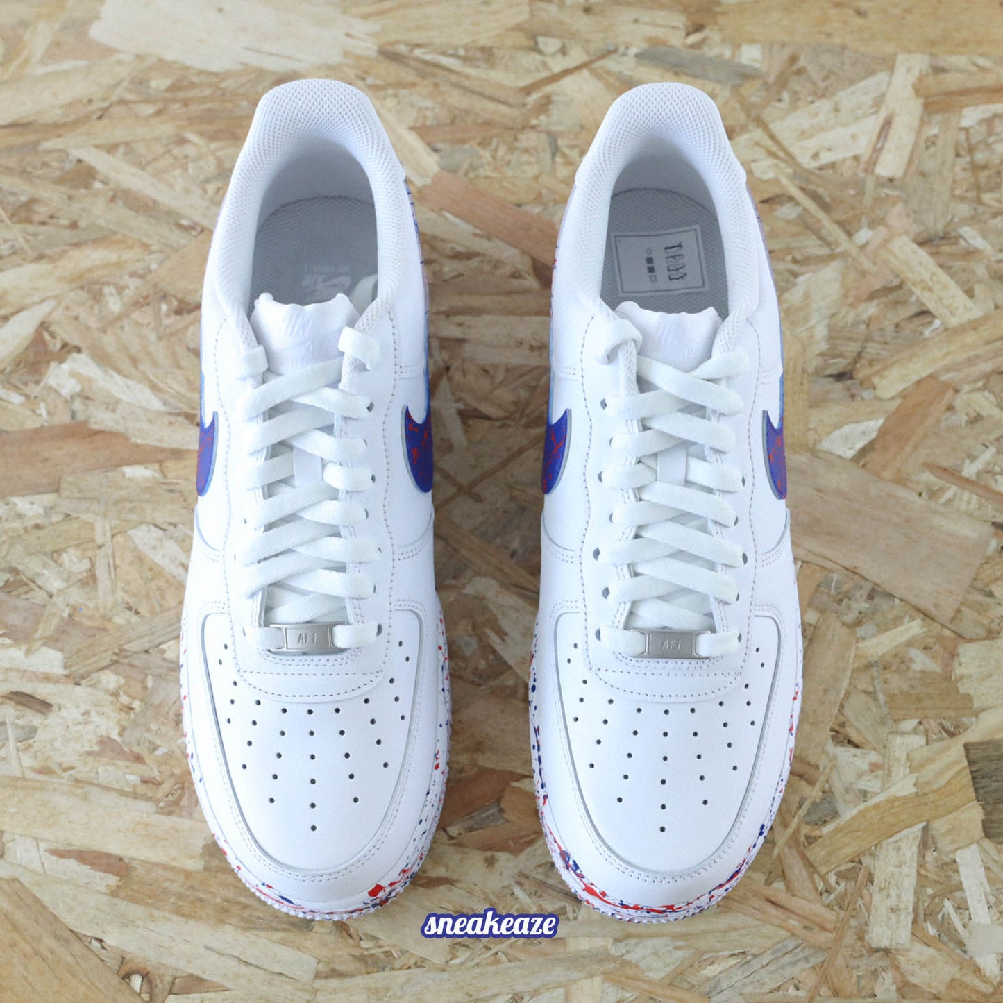 baskets nike air force 1 custom splash bleu et rouge paris psg sneakers af1 sneakeaze