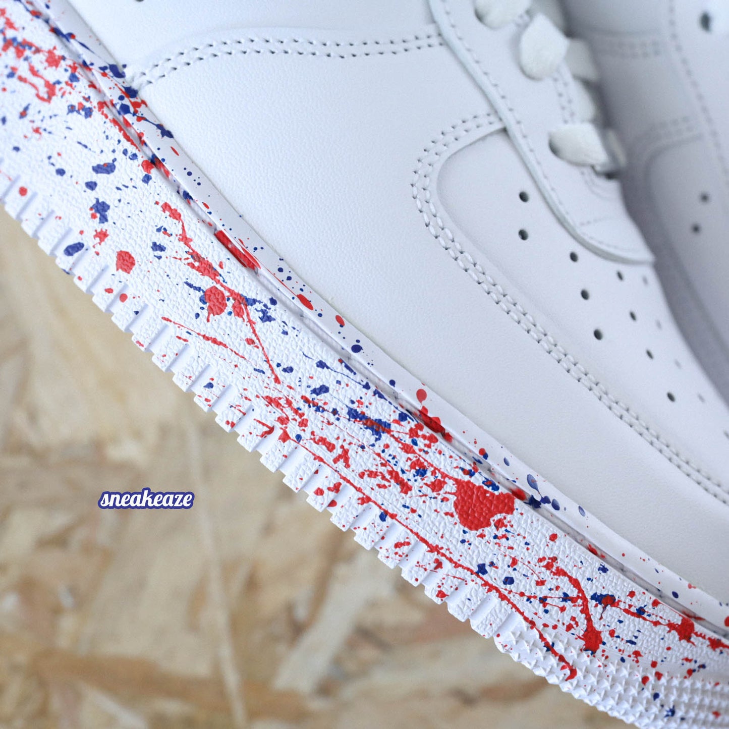 baskets nike air force 1 custom splash bleu et rouge paris psg sneakers af1 sneakeaze