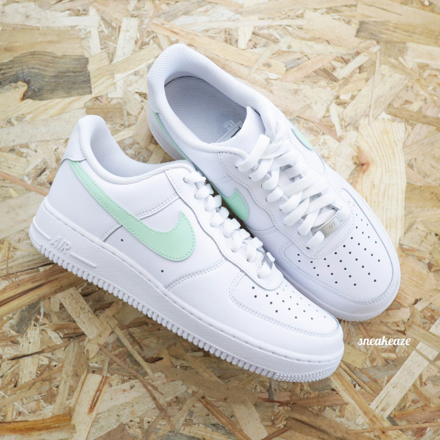 nike air force 1 custom color swoosh menthe pastel sneakers af1 sneakeaze