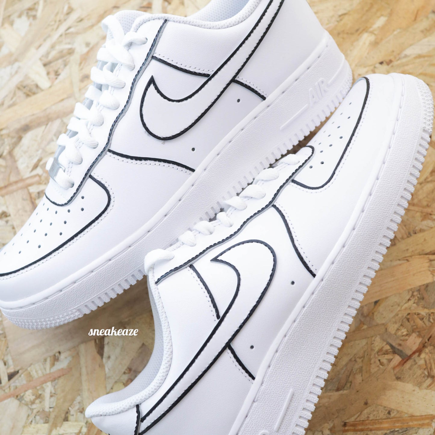 nike air force 1 custom black lines sneakers custom pour homme baskets af1 personnalisées