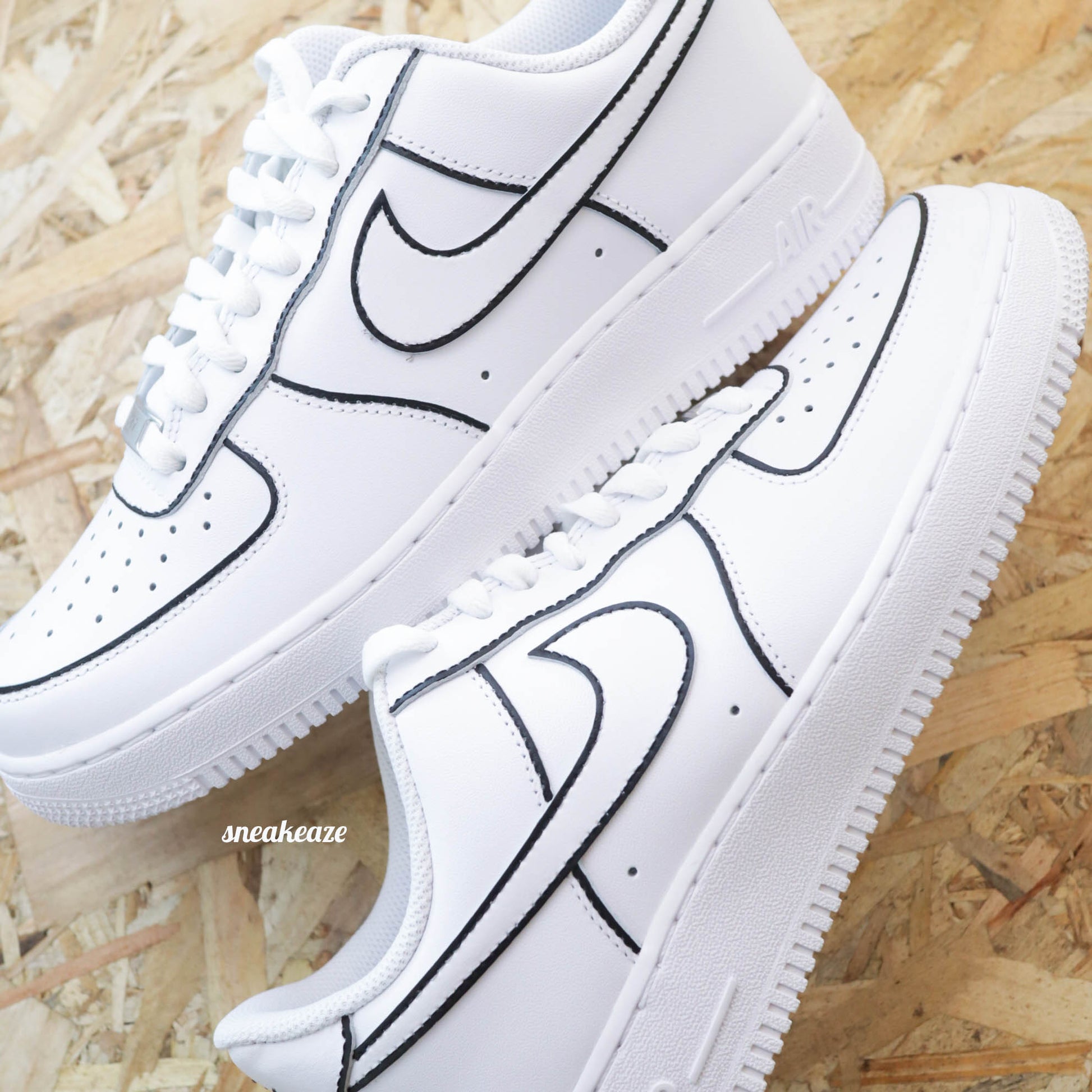 nike air force 1 custom black lines sneakers custom pour homme baskets af1 personnalisées