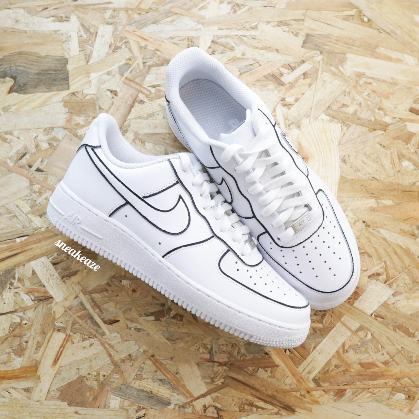 nike air force 1 custom black lines sneakers custom pour homme baskets af1 personnalisées