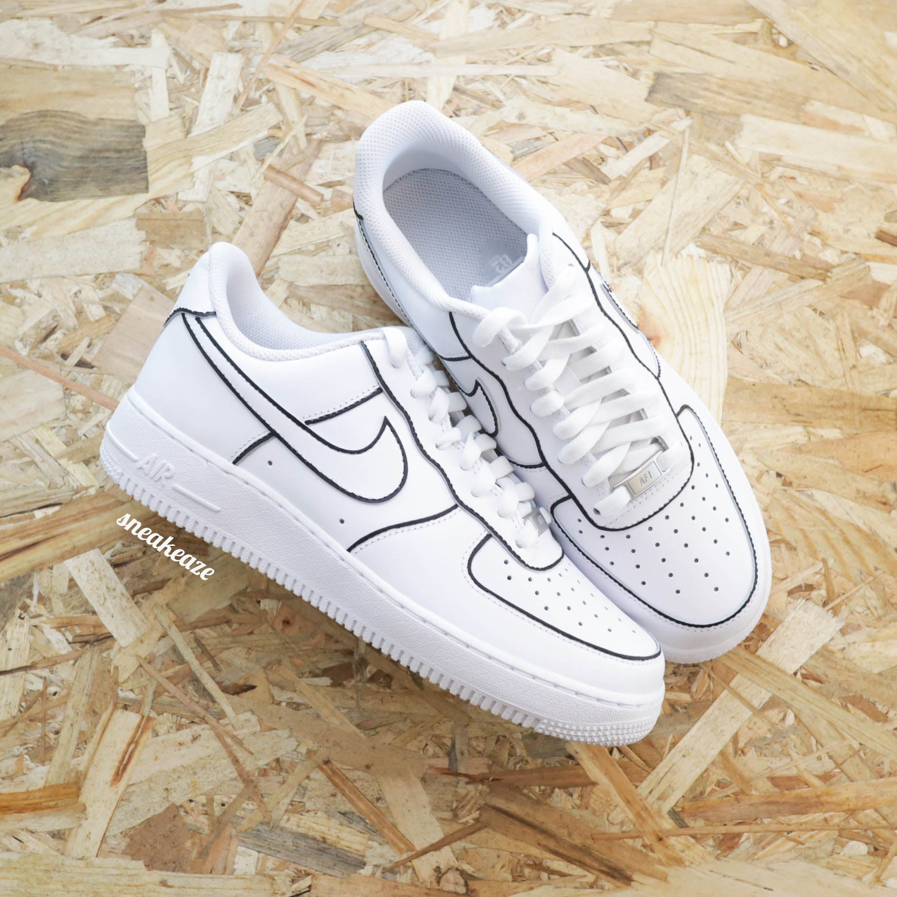 nike air force 1 custom black lines sneakers custom pour homme baskets af1 personnalisées