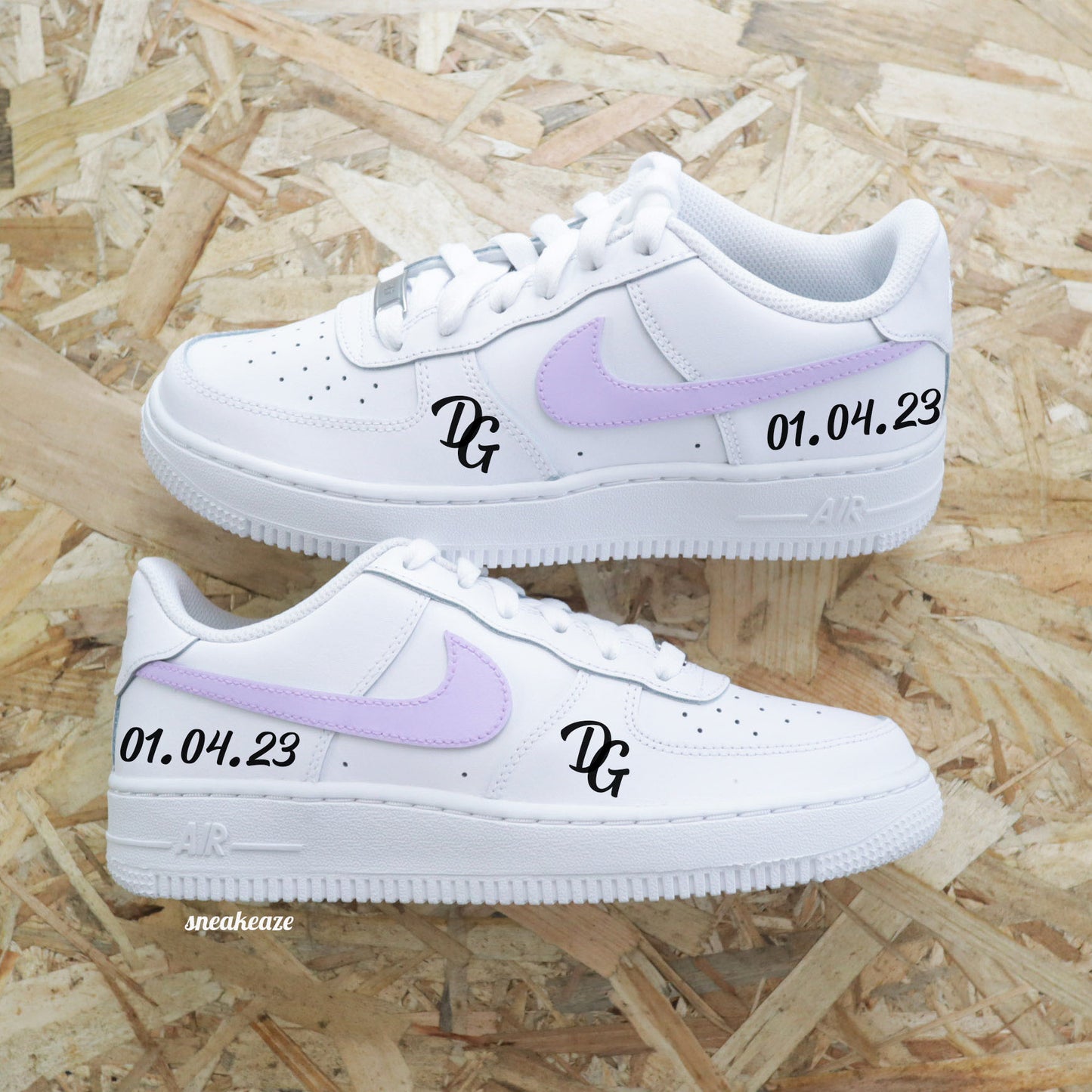 baskets nike air force 1 custom mariage inscription des initiales et date du mariage wedding sneakeaze customs skz