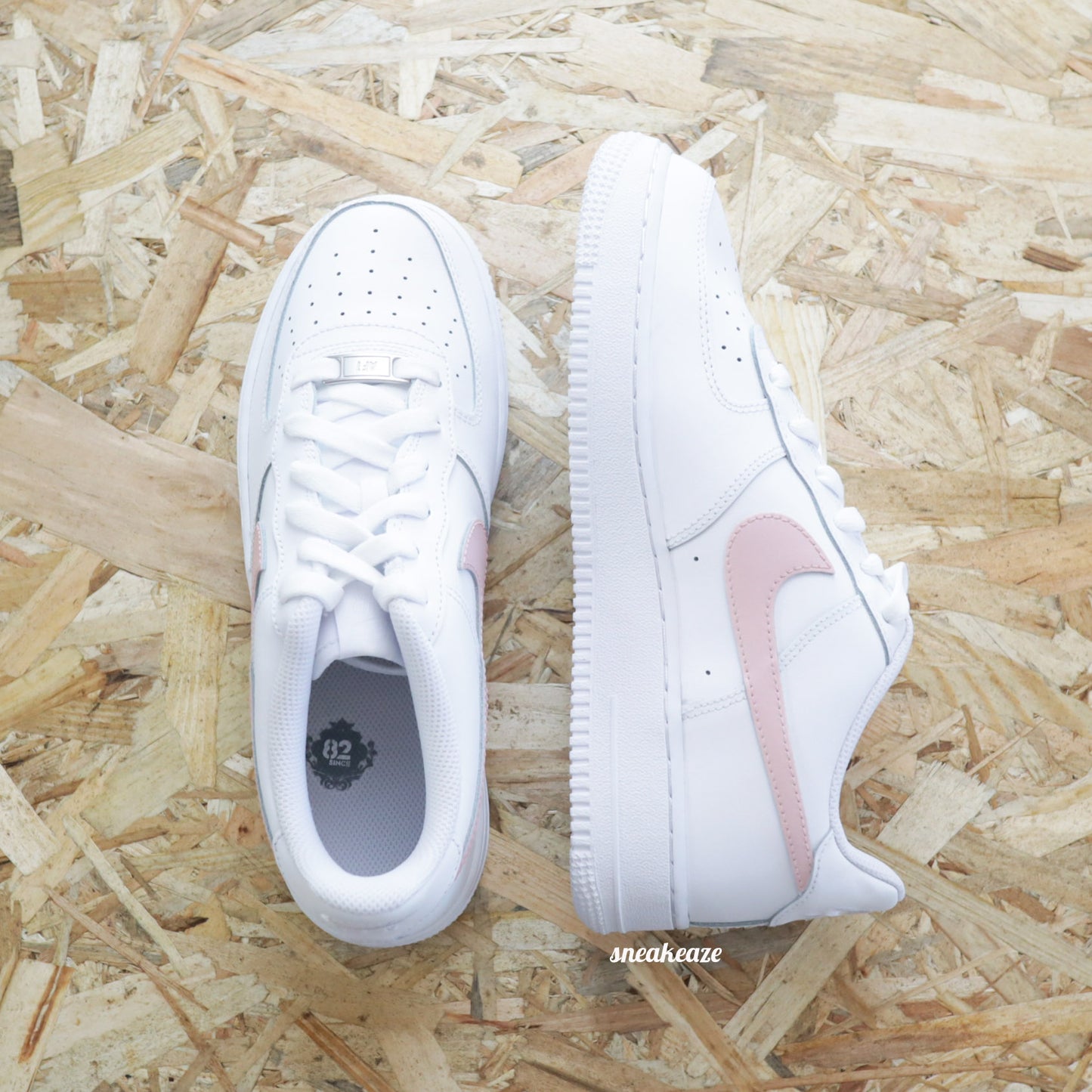 nike air force 1 custom color swoosh rose pastel - sneakeaze customs skz