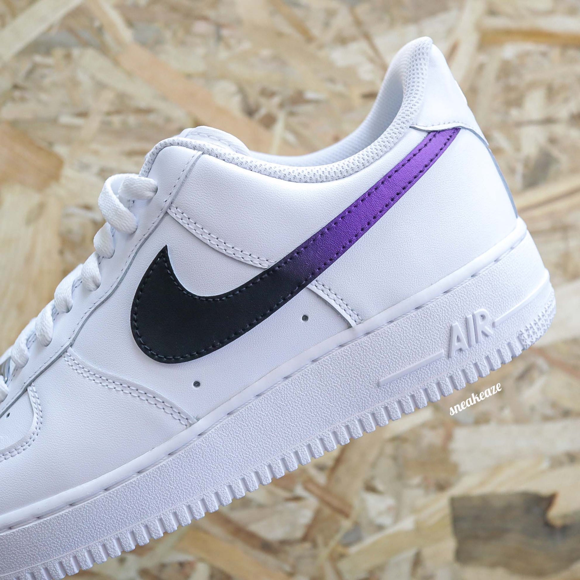 Nike Air Force 1 Custom Gradient Swoosh Purple - SNEAKEAZE CUSTOMS skz dégradé