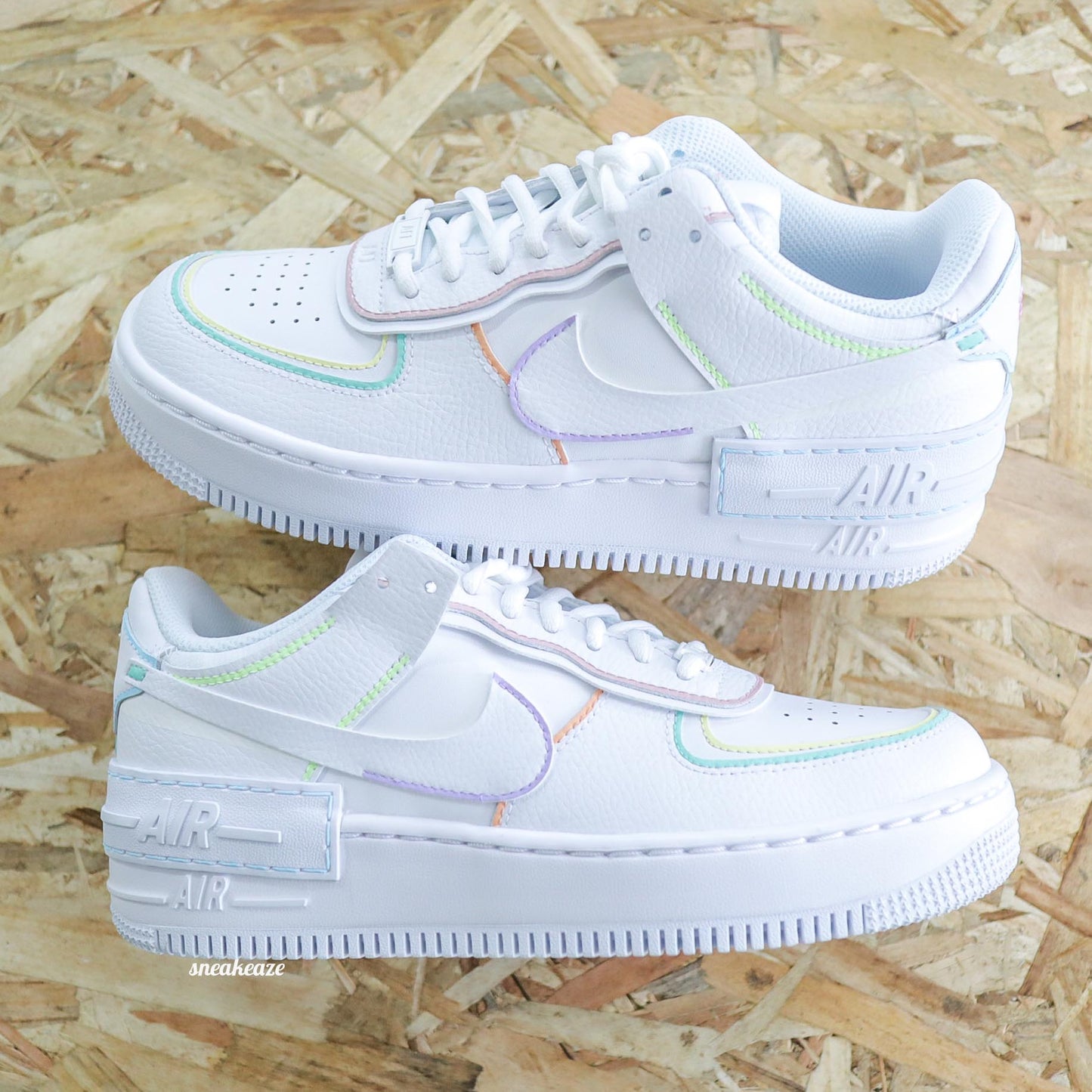 Nike Air Force 1 Shadow Custom - Pastel Lines outline - SNEAKEAZE CUSTOMS SKZ