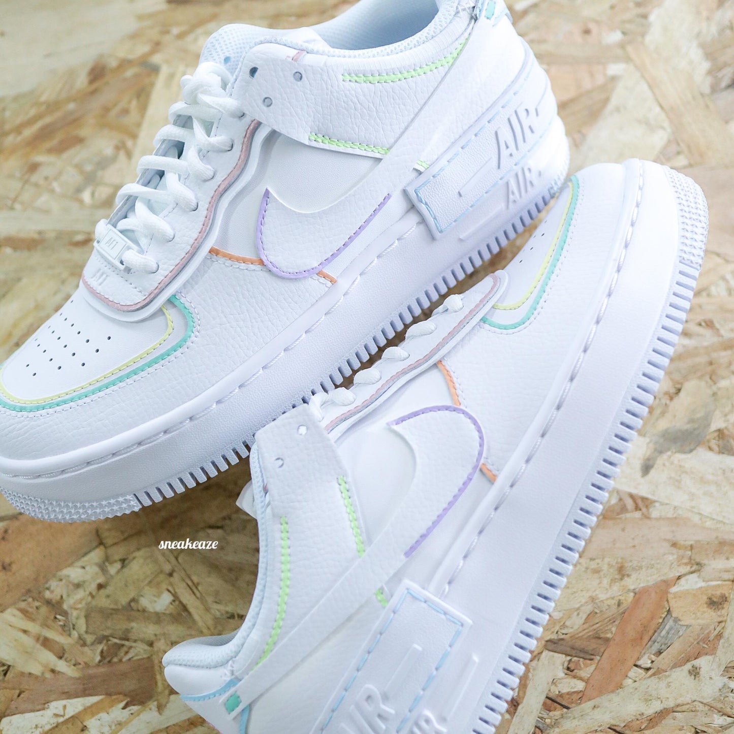Nike Air Force 1 Shadow Custom - Pastel Lines outline - SNEAKEAZE CUSTOMS SKZ