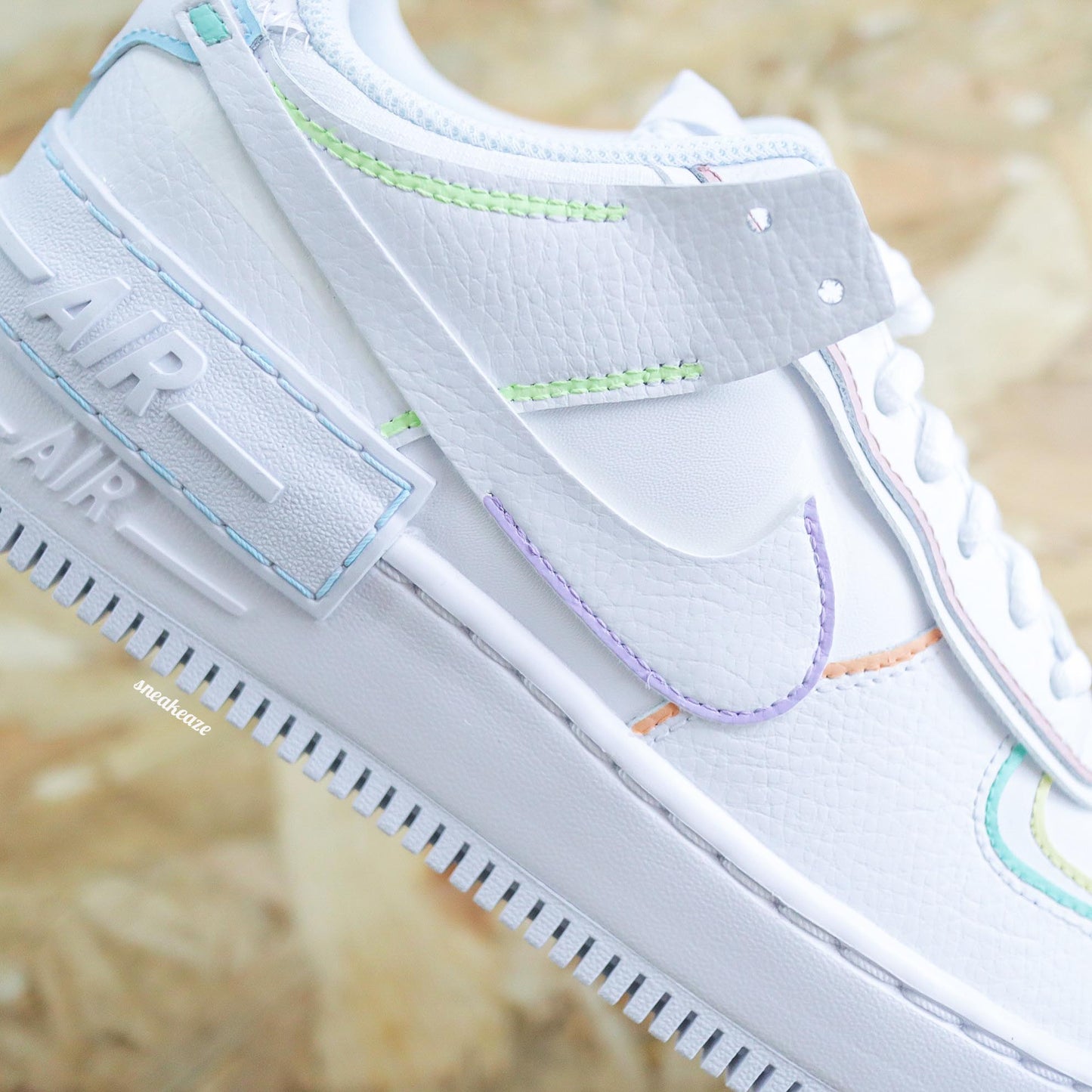 Nike Air Force 1 Shadow Custom - Pastel Lines outline - SNEAKEAZE CUSTOMS SKZ