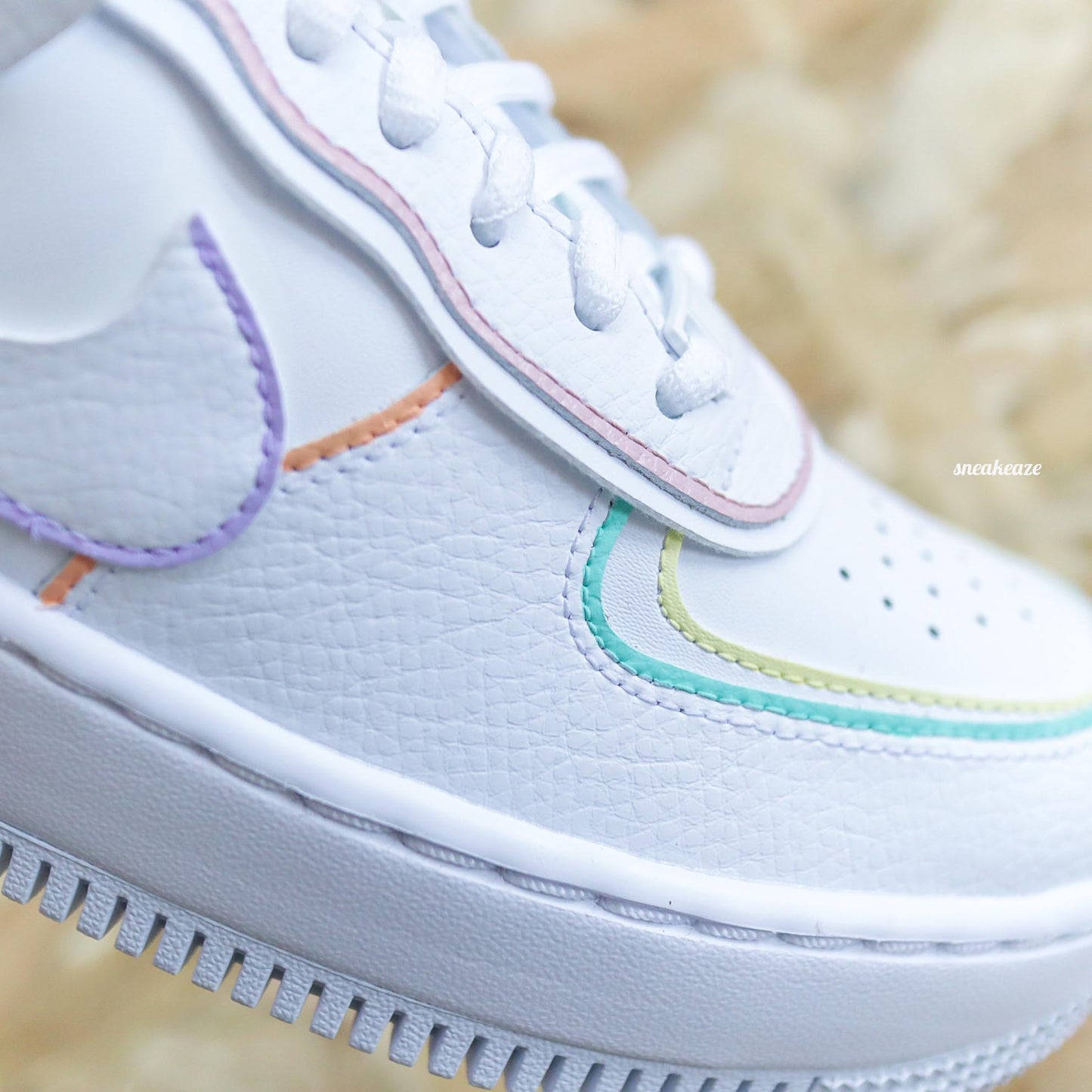 Nike Air Force 1 Shadow Custom - Pastel Lines outline - SNEAKEAZE CUSTOMS SKZ