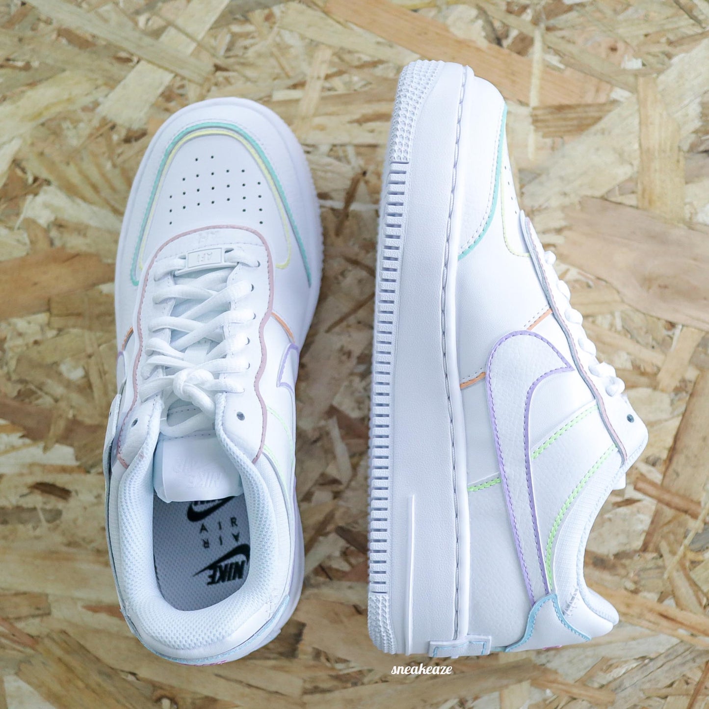 Nike Air Force 1 Shadow Custom - Pastel Lines outline - SNEAKEAZE CUSTOMS SKZ