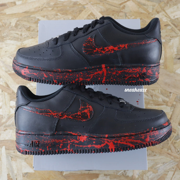 Splash rouge - Air force 1 noir custom (taille 39)