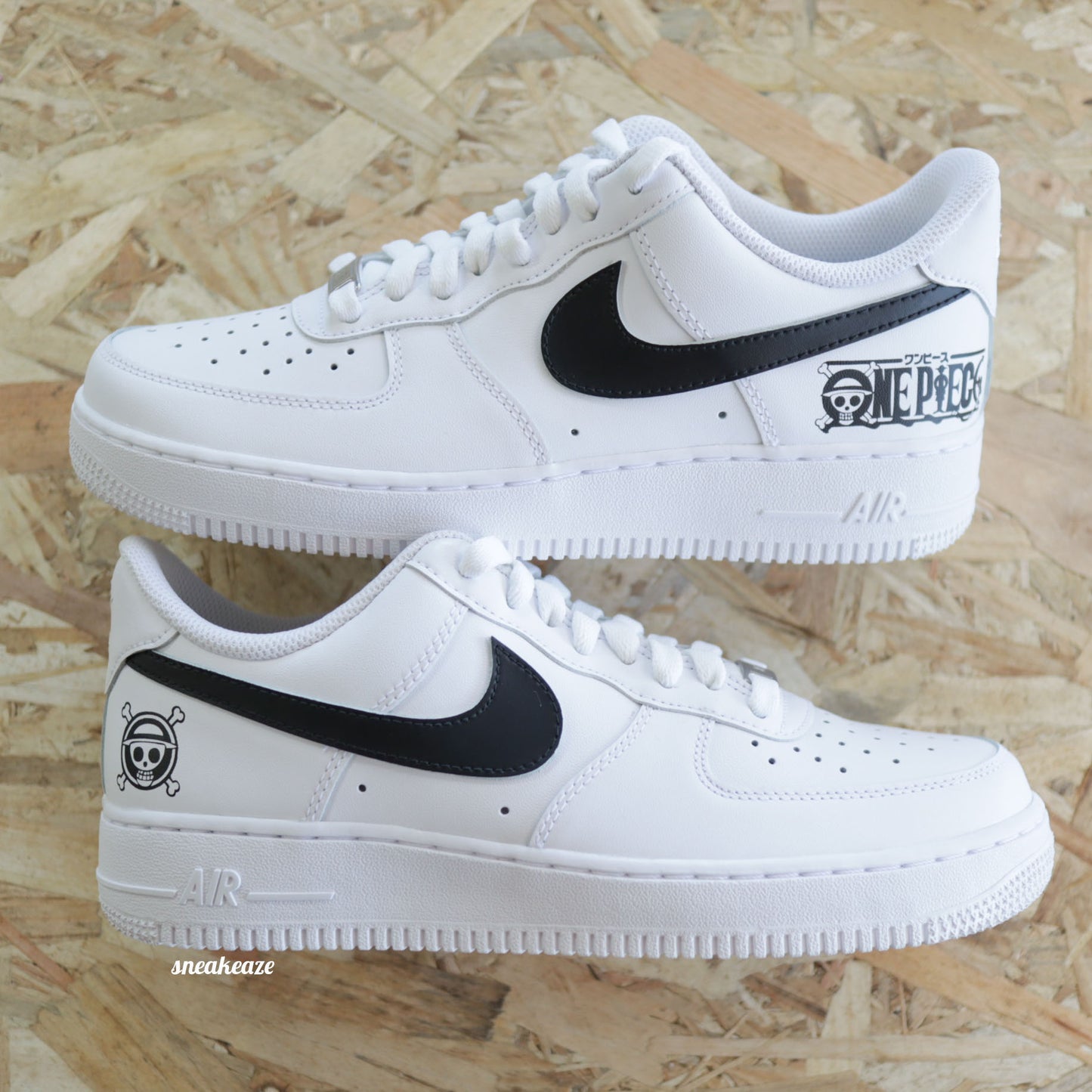nike air force 1 custom - luffy manga one piece - Sneakeaze customs SKZ
