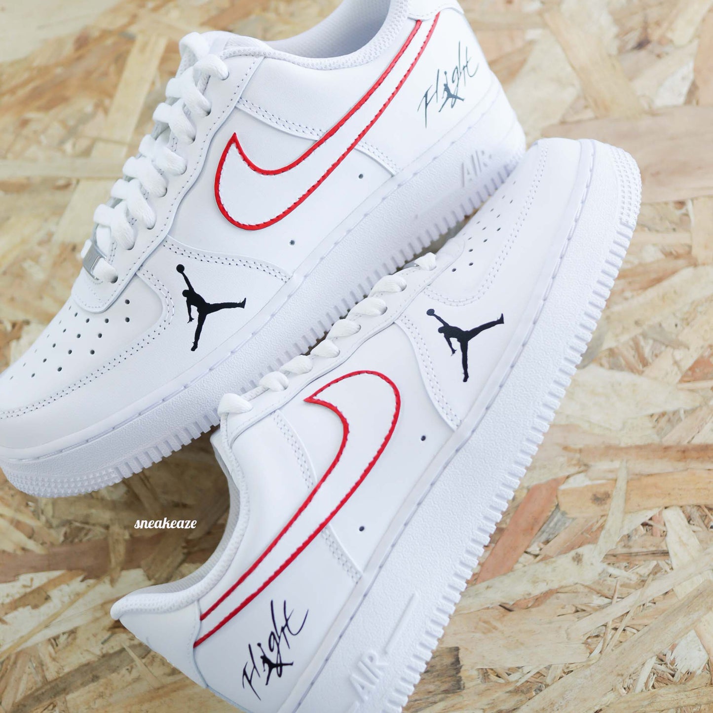 Baskets Nike air force 1 custom michael Jordan basketball 23 sneakeaze customs skz