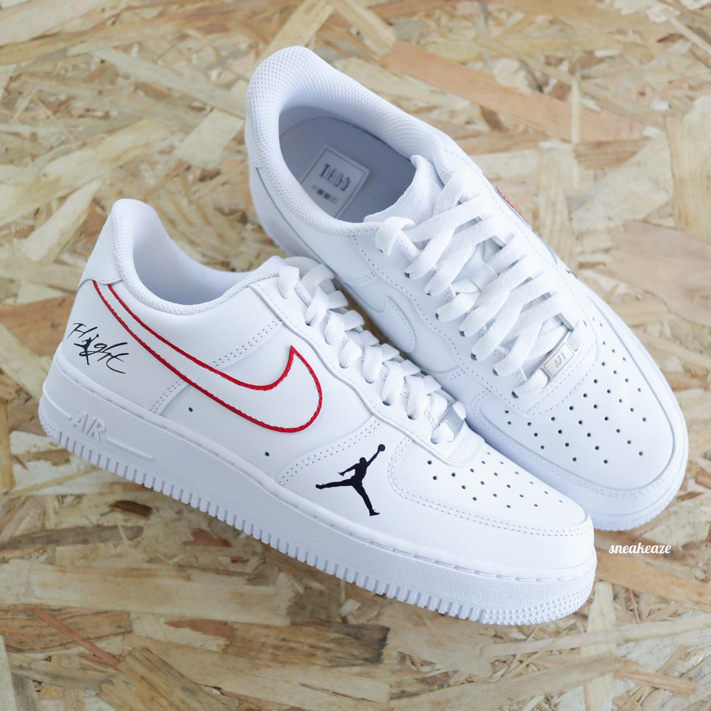 Baskets Nike air force 1 custom michael Jordan basketball 23 sneakeaze customs skz