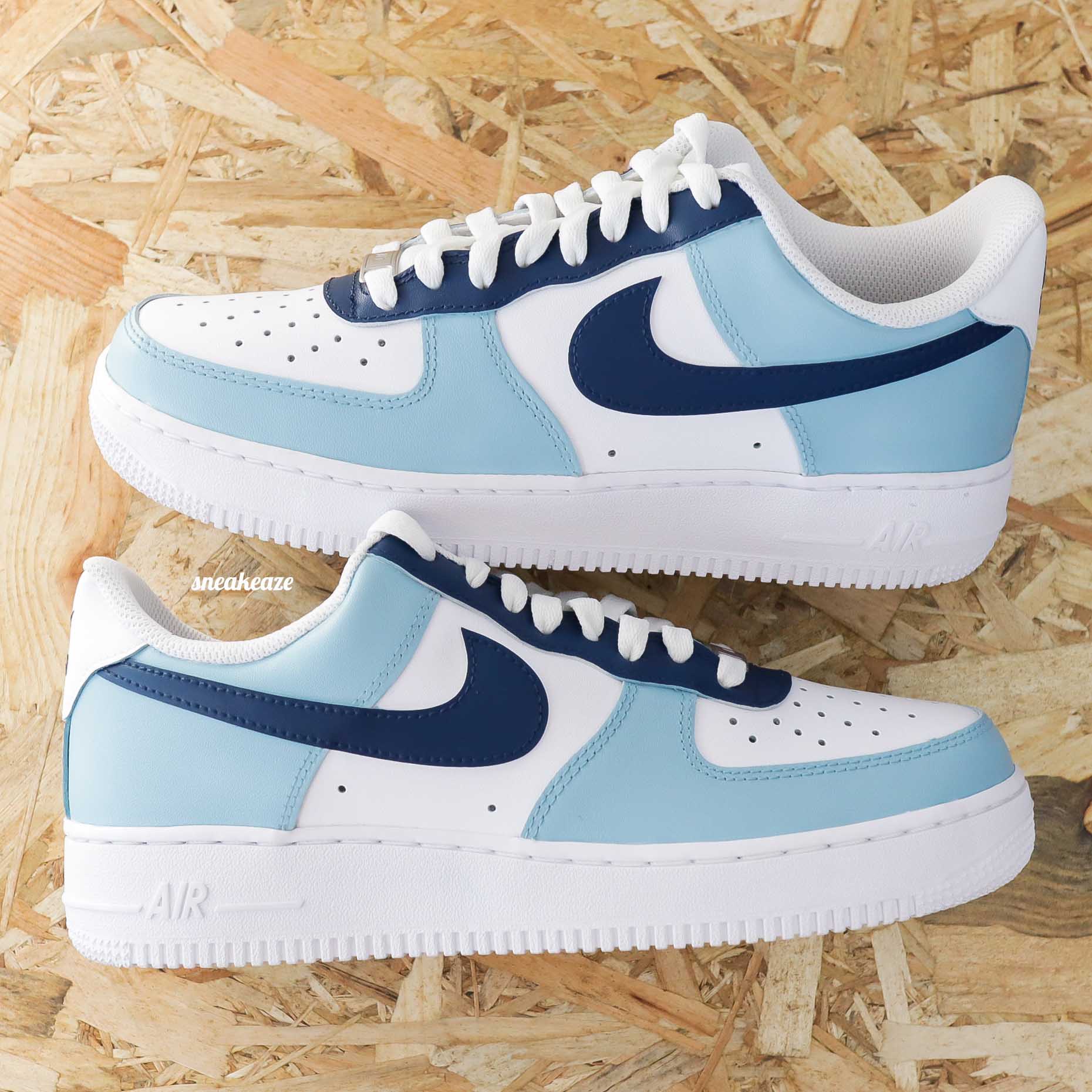 nike air force 1 custom bleu turquoise pour femme sneakers personnalisées af1 pastel