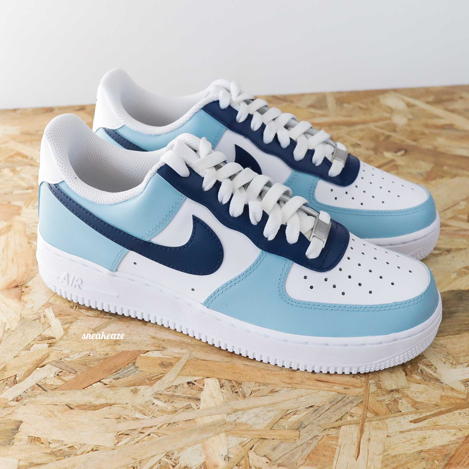 nike air force 1 custom bleu turquoise pour femme sneakers personnalisées af1 pastel