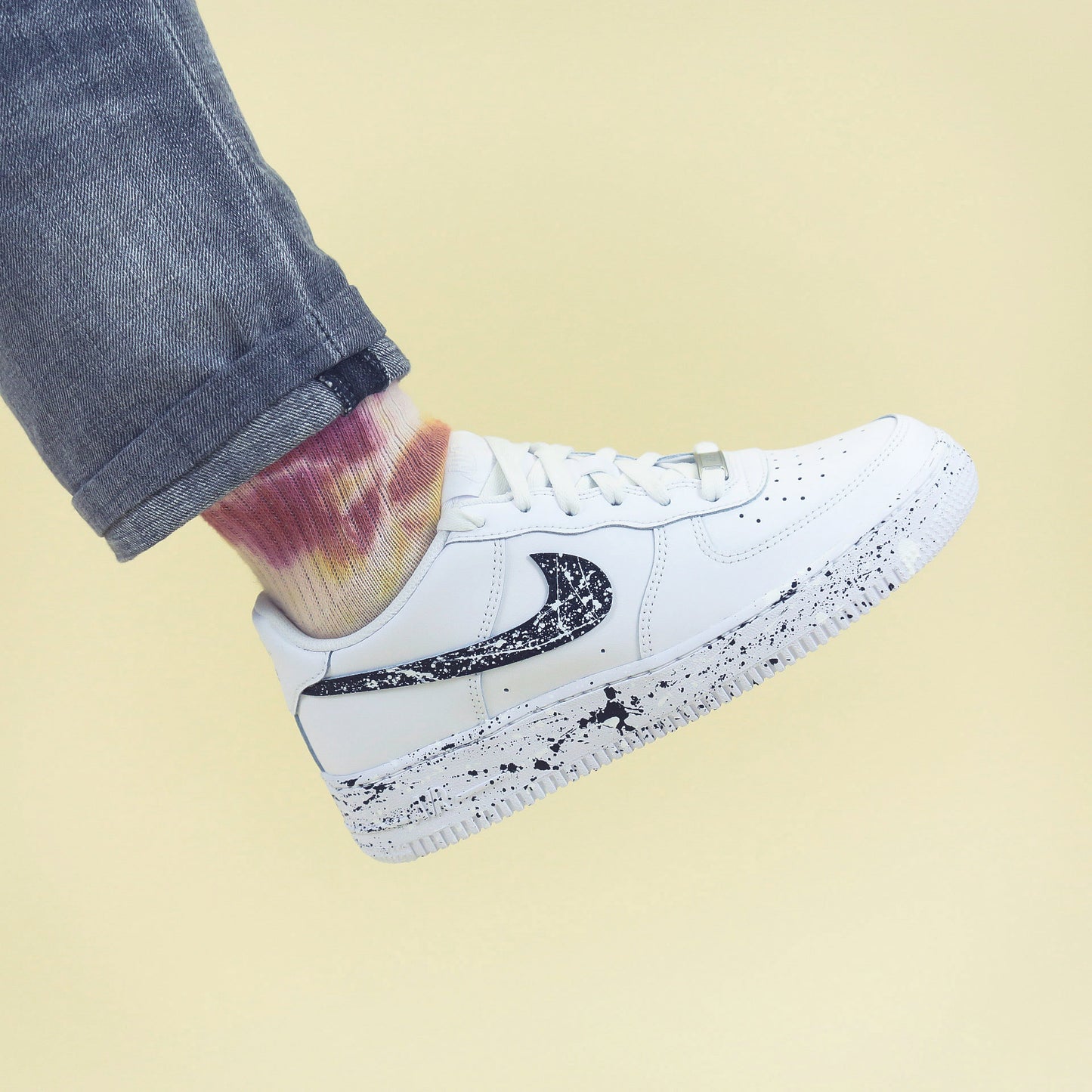 Air Force 1 custom - Splash noir et blanc oreo - SNEAKEAZE CUSTOMS sneakers personnalisée