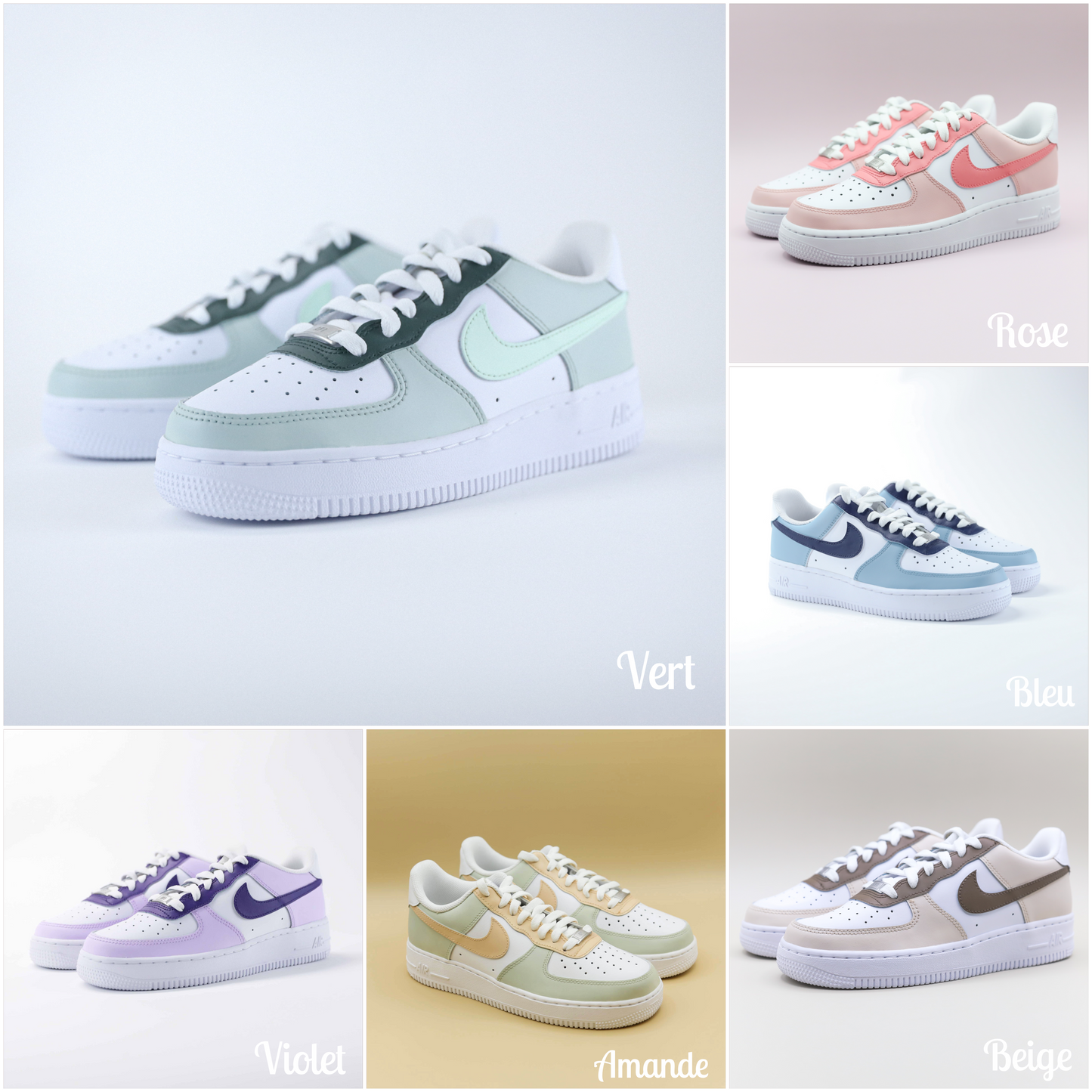 Nike air force 1 custom rose pastel basket personnalisées pour femme rose bonbon af1 pink sneakers custom pastel