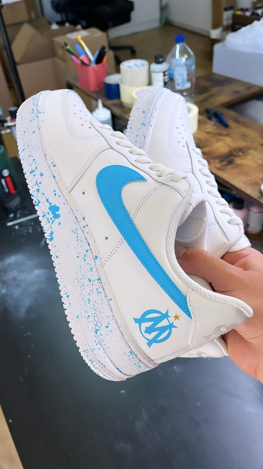 baskets personnalisées olympique de marseille splash peinture