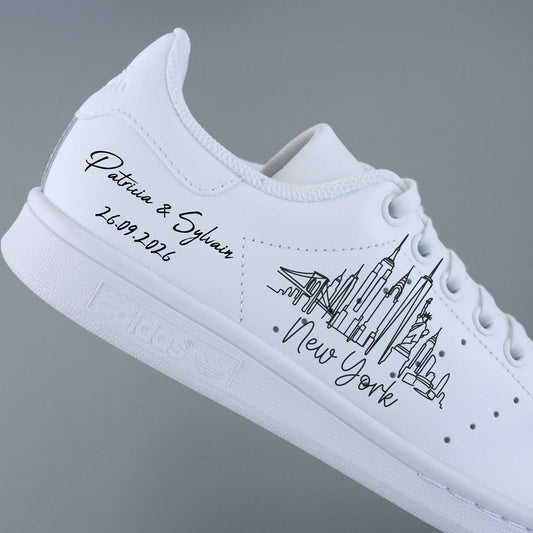 chaussures mariage personnalisables thème voyage new york sneakers mariée originales