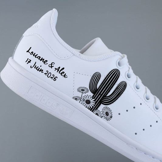 basket mariage bohème chic cactus et fleurs personnalisée