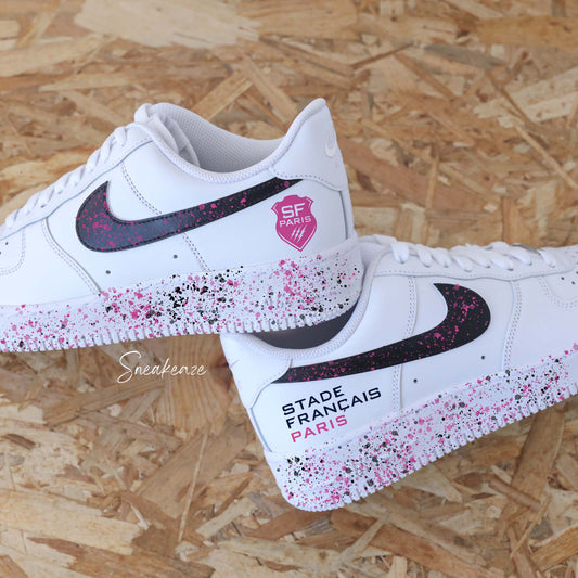 custom nike air force 1 rose noir équipe rugby paris