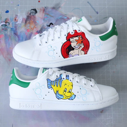 adidas stan smith custom la petite sirène baskets custom disney sneakers personnalisé dessin 